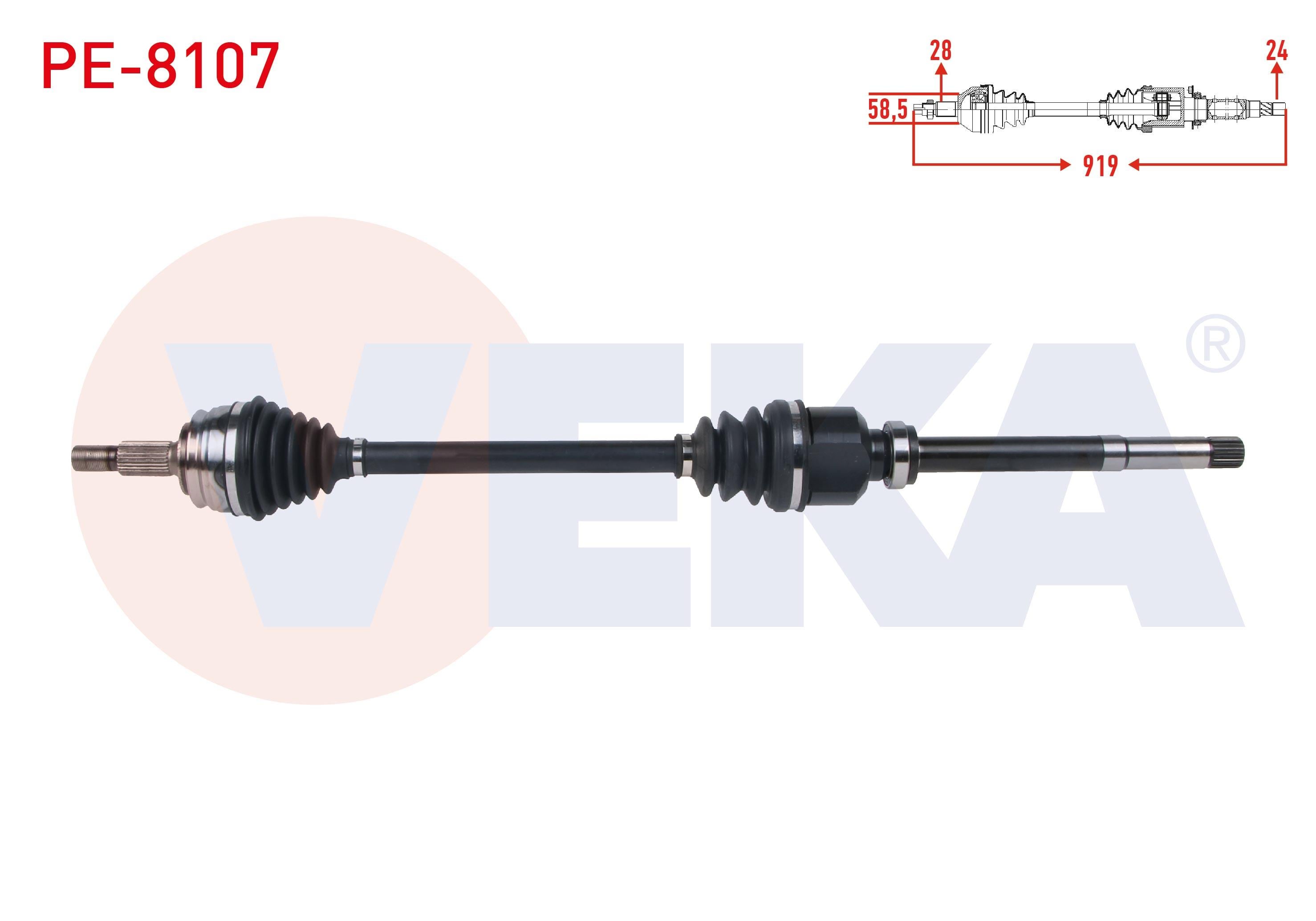 KOMPLE AKS SAG ON UZUNLUK 919mm PEUGEOT RIFTER 1.5 HDI 2019-/ PARTNER 1.5 HDI 2018- / CITROEN BERLINGO 1.5 HDI 2018- / OPEL COMBO 1.5 CDTI 2019-