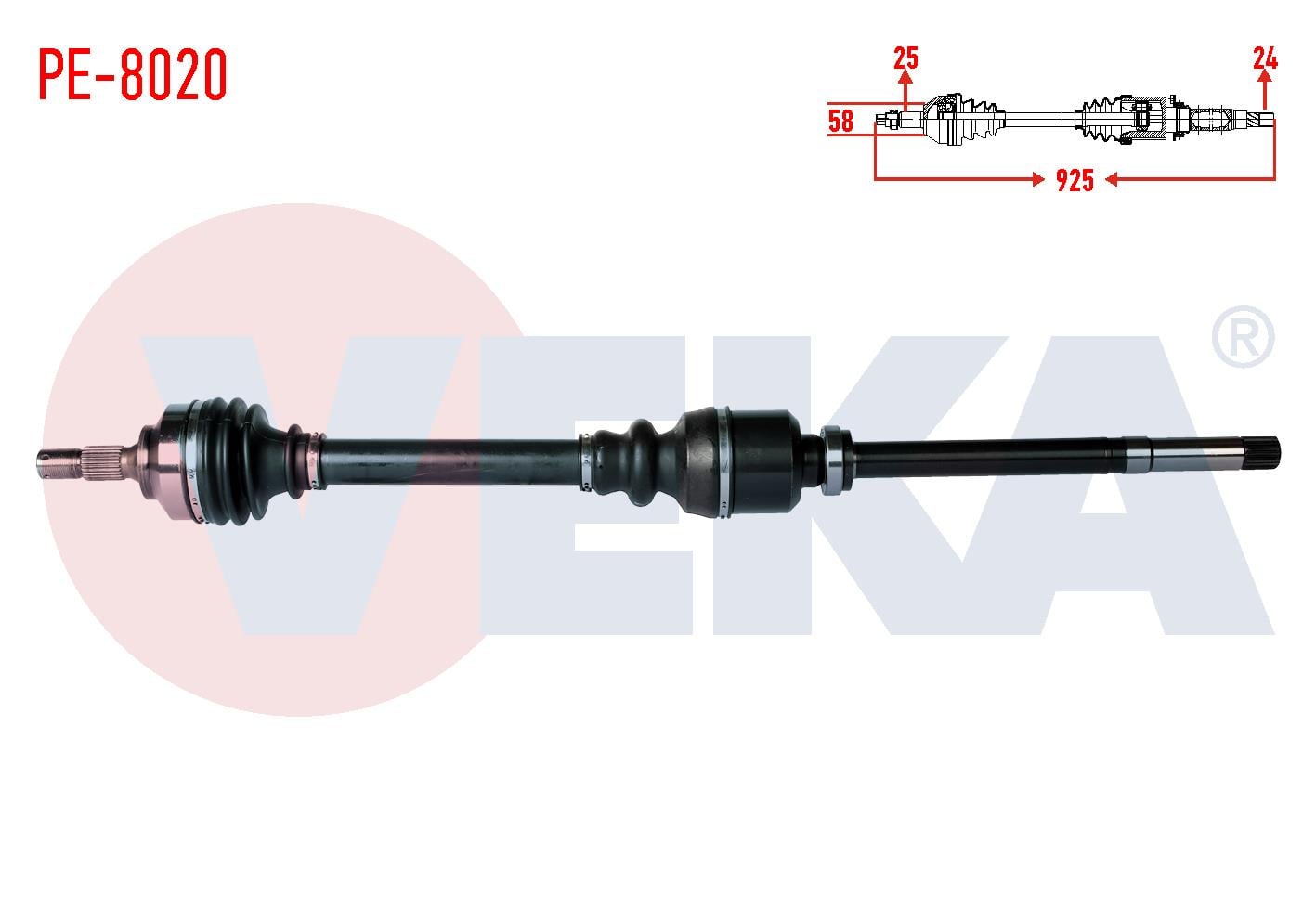 KOMPLE AKS SAG ON UZUNLUK 925mm PEUGEOT PARTNER TEPEE 1.6 HDI 2008- / PEUGEOT 307 1.4 HDI - 1.6 HDI - 2.0 HDI / 3008, 5008 1.6 / BERLINGO 1.6 - 1.6 HDI / C4 I, C4 II 1.6 - 1.6 HDI / DS4 1.6 HDI