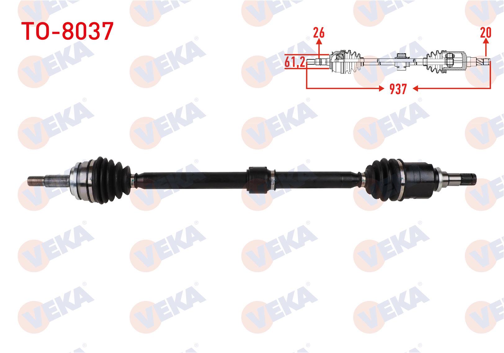 KOMPLE AKS SAG ON UZUNLUK 937mm TOYOTA COROLLA 2019-