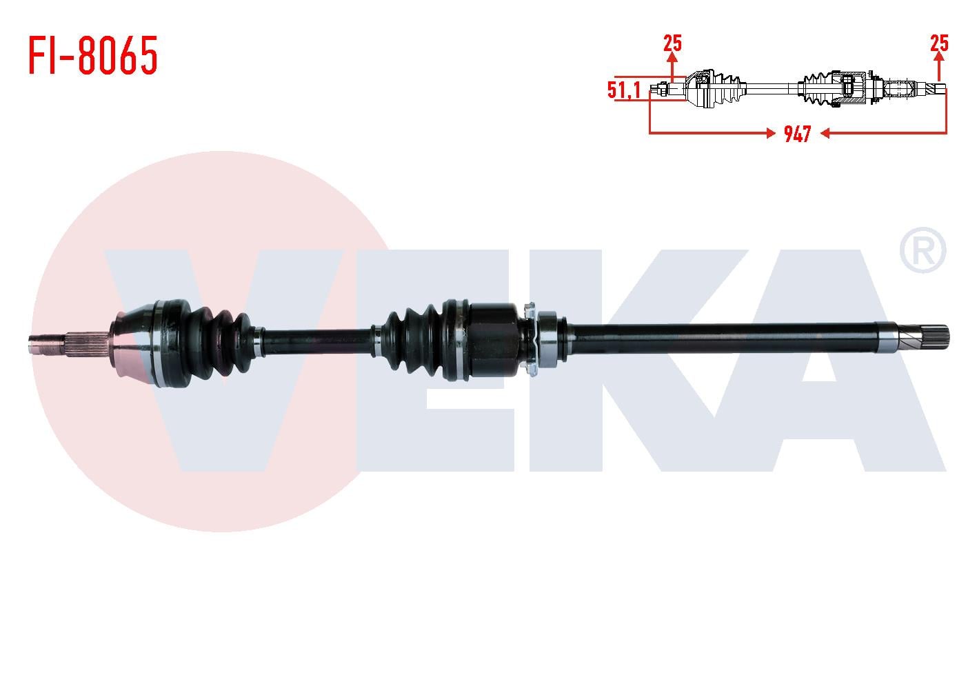 KOMPLE AKS SAG ON UZUNLUK 947mm FIAT LINEA  1.6 MJT 2007- / GRANDE PUNTO 1.3 MJT EURO 4 2005-2012