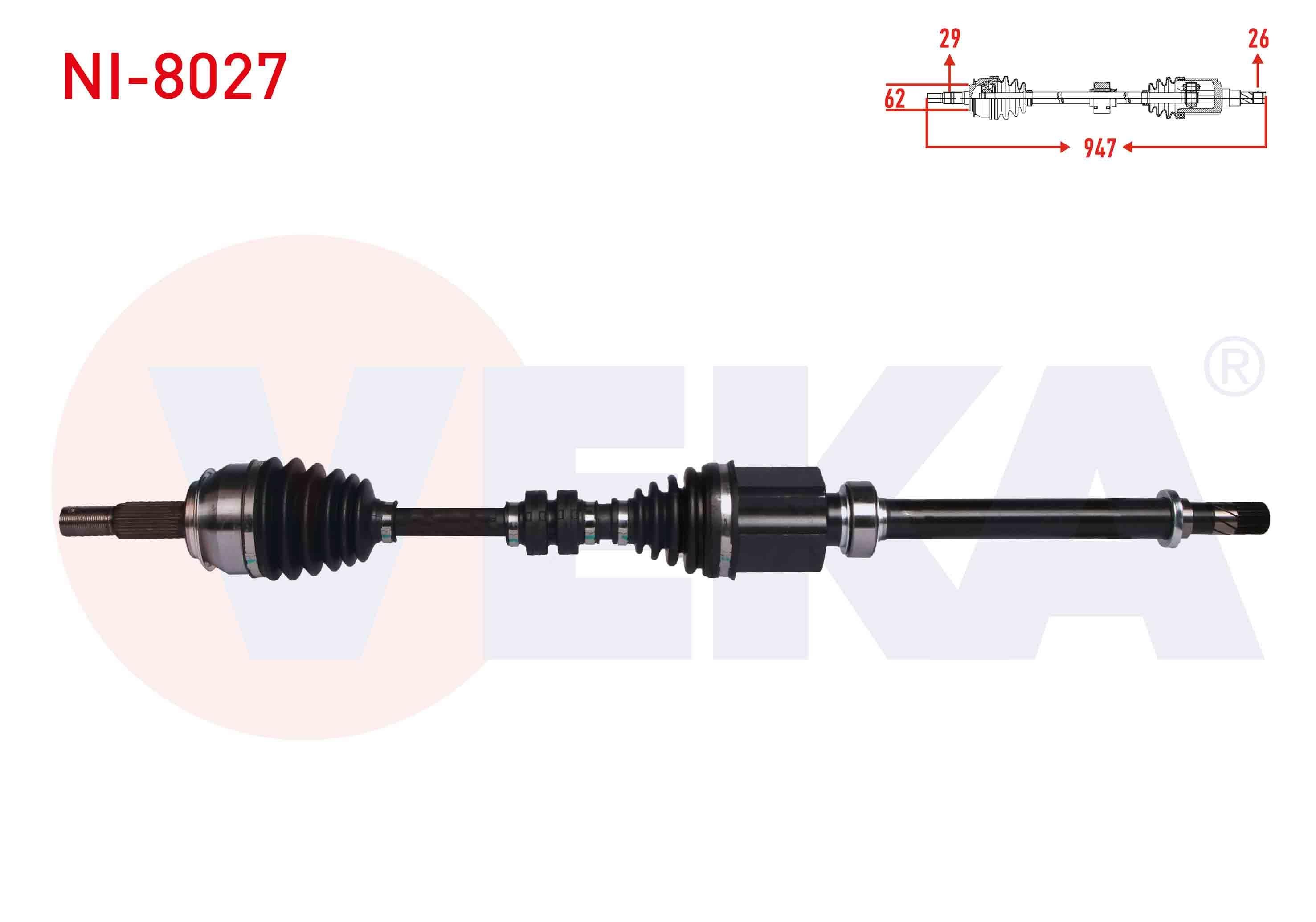 KOMPLE AKS SAG ON UZUNLUK 947mm NISSAN QASHQAI (J11) 1.5 DCI M-T 2014-