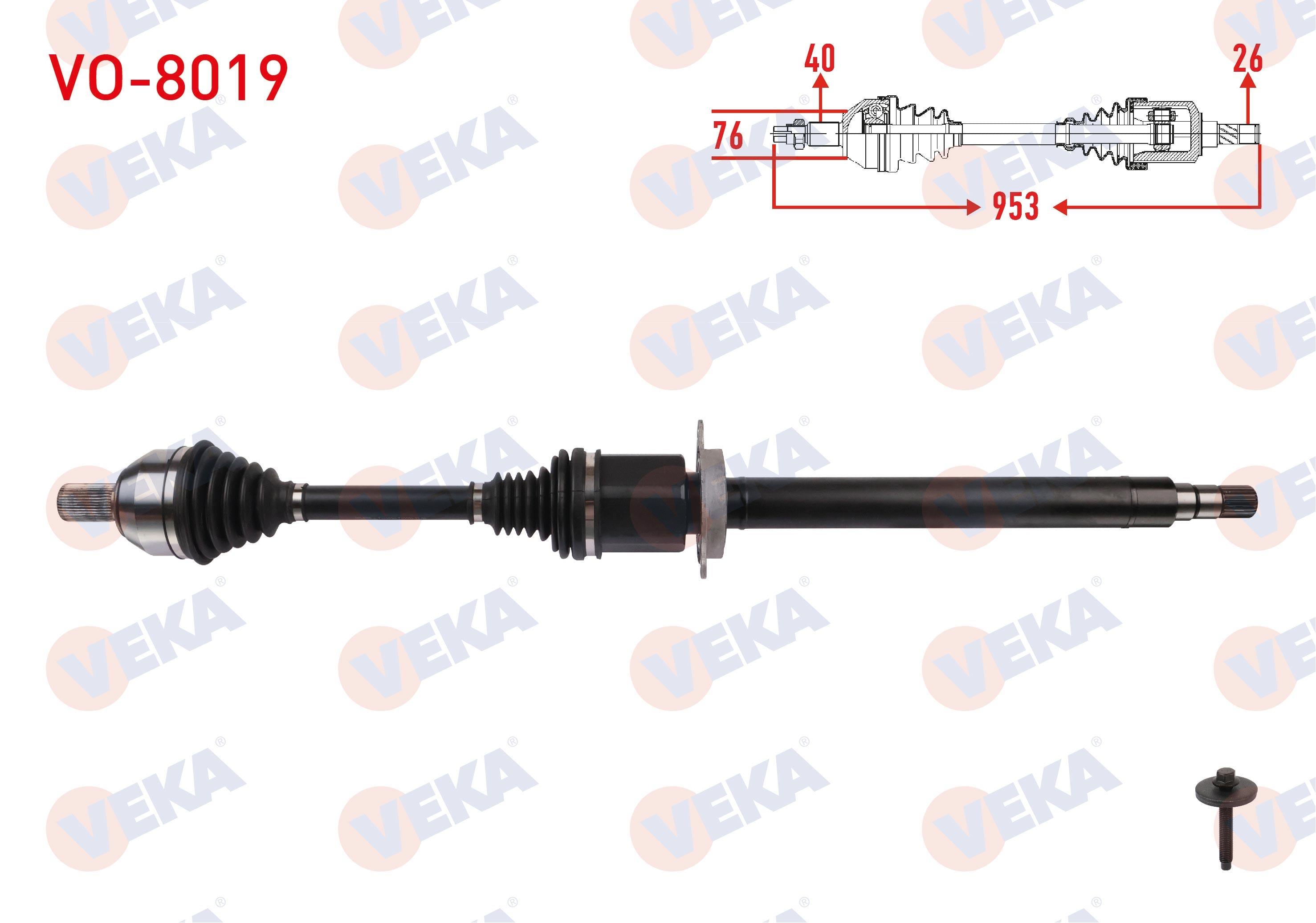 KOMPLE AKS SAG ON UZUNLUK 953mm VOLVO S60 II / V60 I / V70 III D2 A-T 2015-