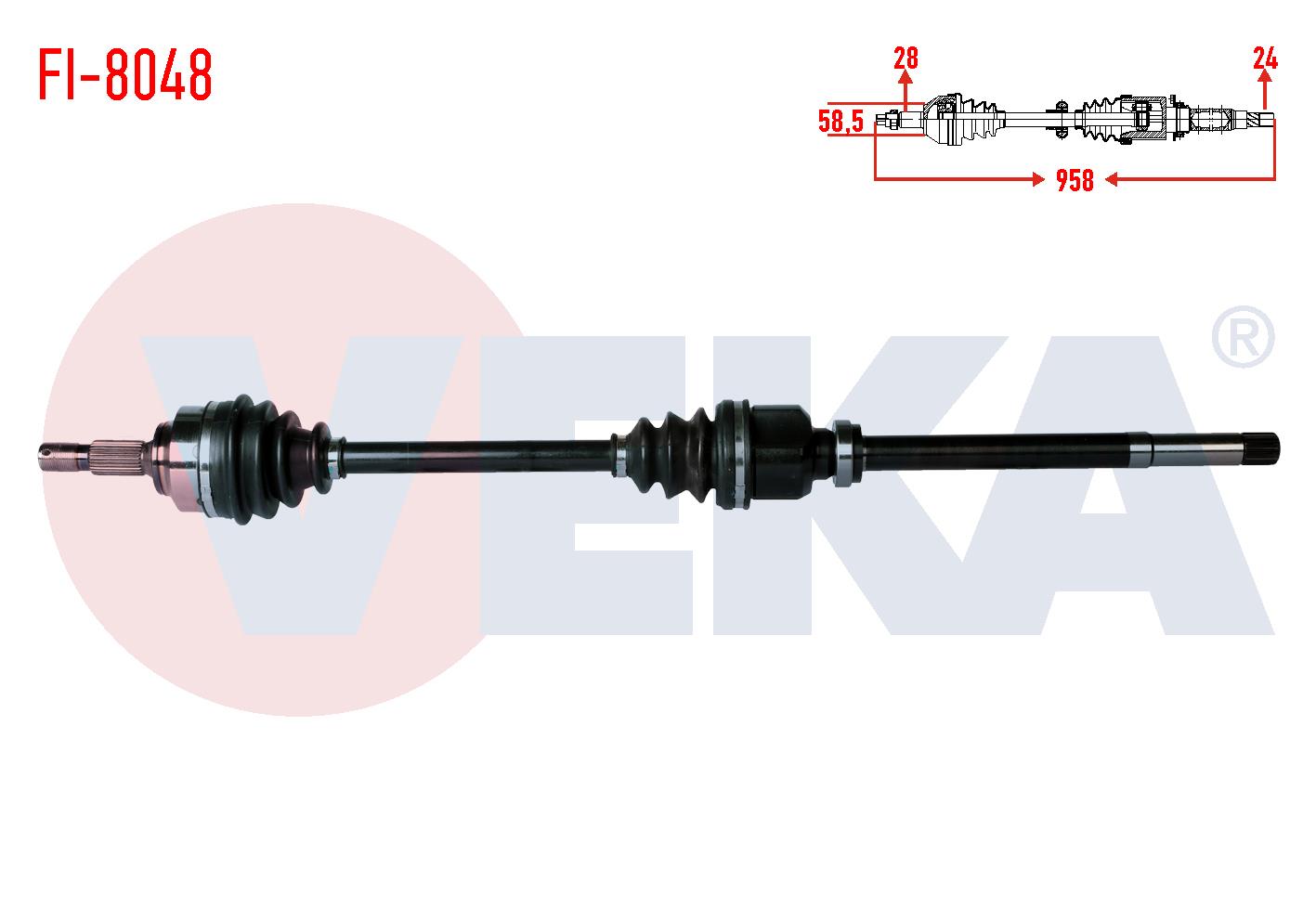 KOMPLE AKS SAG ON UZUNLUK 958mm CITROEN C5 III 1.6 HDI M-T 2008-2015/ JUMPY II 1.6 HDI  2006-/ PEUGEOT 407 1.6 HDI 2004-/ EXPERT TEPEE 1.6 HDI 2007-/ FIAT SCUDO 1.6 MJT 2007-