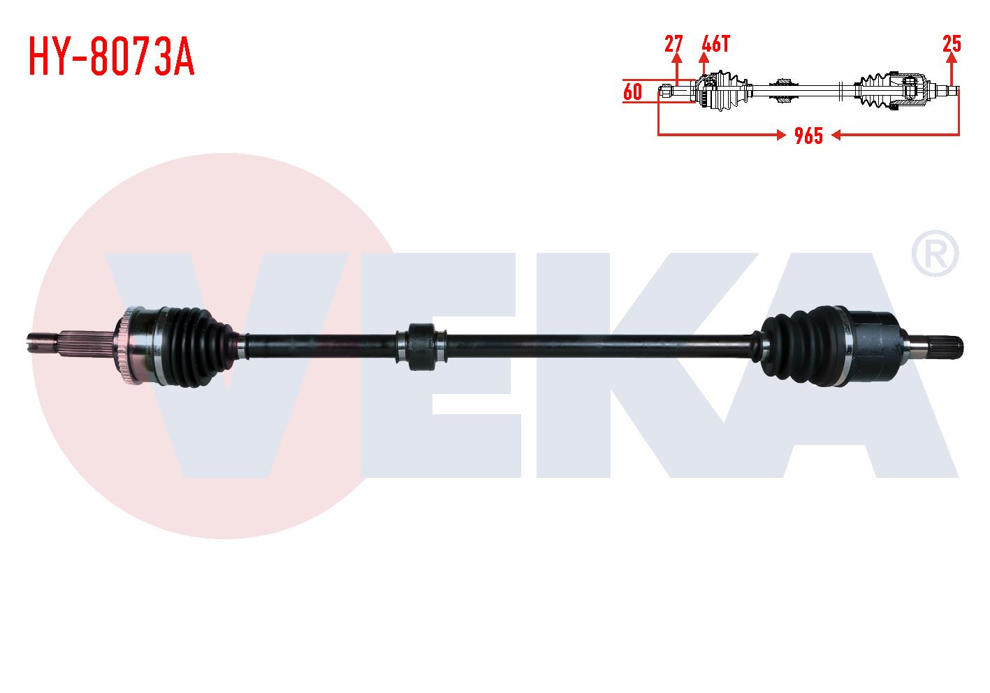 KOMPLE AKS SAG ON UZUNLUK 965mm ABSLI 46 DIS HYUNDAI ELANTRA 1.6 CVVT M-T 6 ILERI 2011-2015 / I30 1.4 MPi A/T-M/T 2011-