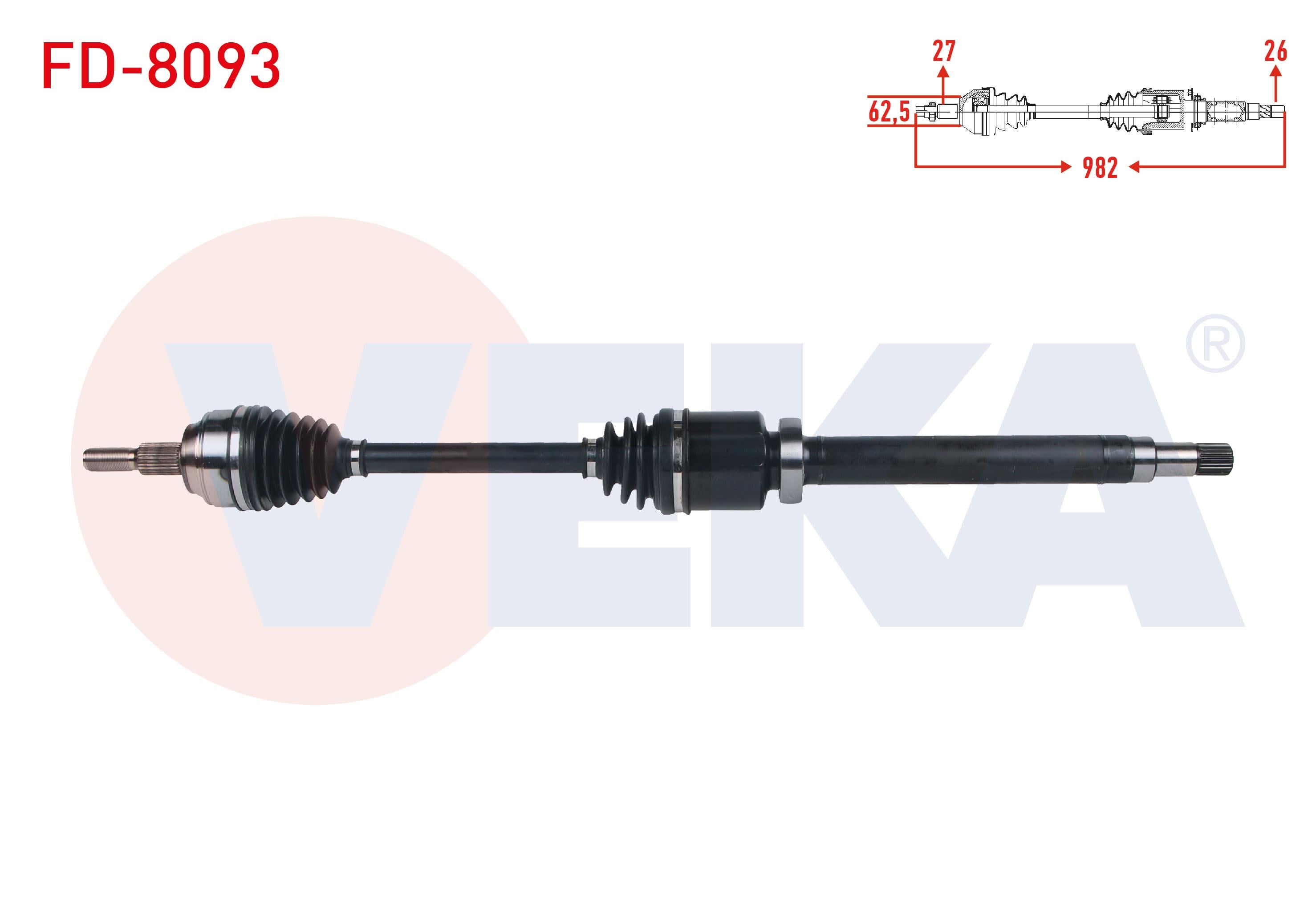 KOMPLE AKS SAG ON UZUNLUK 982mm FORD TRANSIT CONNECT 1.5 TDCI 100 HP M-T 5 VITES 2013- / TOURNEO CONNECT 1.5 TDCI V408 100 HP M-T 5 VITES 2013-