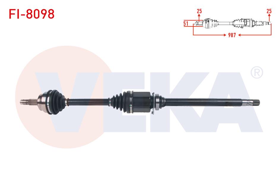 KOMPLE AKS SAG ON UZUNLUK 987mm FIAT EGEA 1.6 MJT A-T 2015-