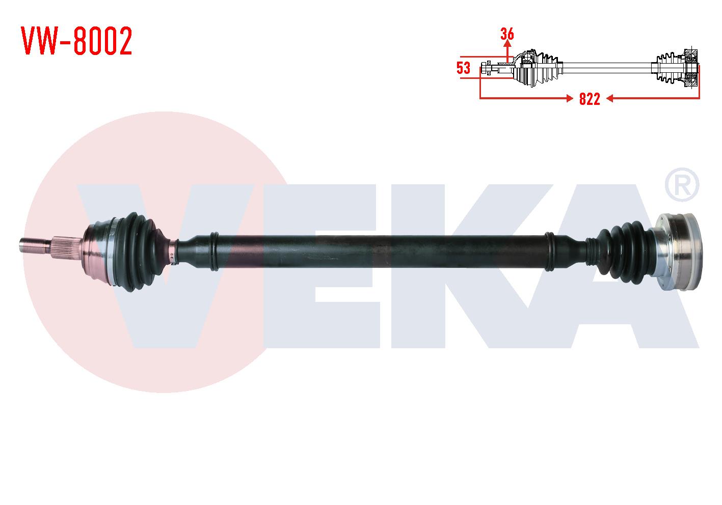 KOMPLE AKS SAG ON VOLKSWAGEN GOLF IV (1J1) 1.6i UZUNLUK 822mm 1997-2005