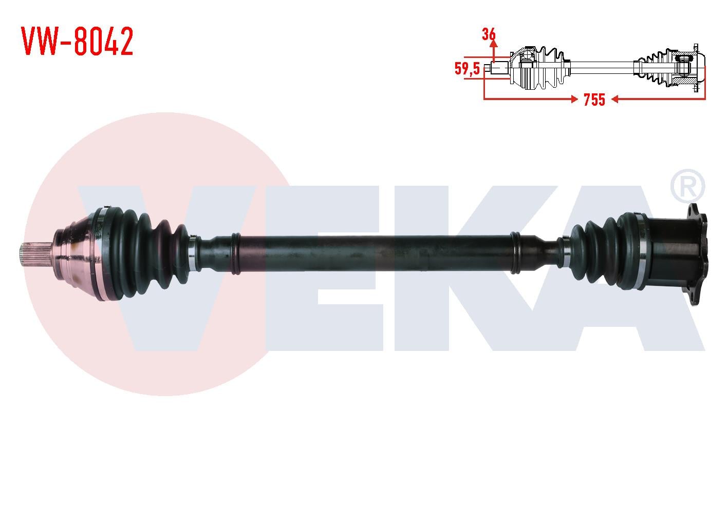 KOMPLE AKS SAG ON VOLKSWAGEN GOLF V (1K1) 2.0 TDI A-T CIFT KAVRAMA 6 ILERI BMA,BMP UZUNLUK 755mm 2003-2009