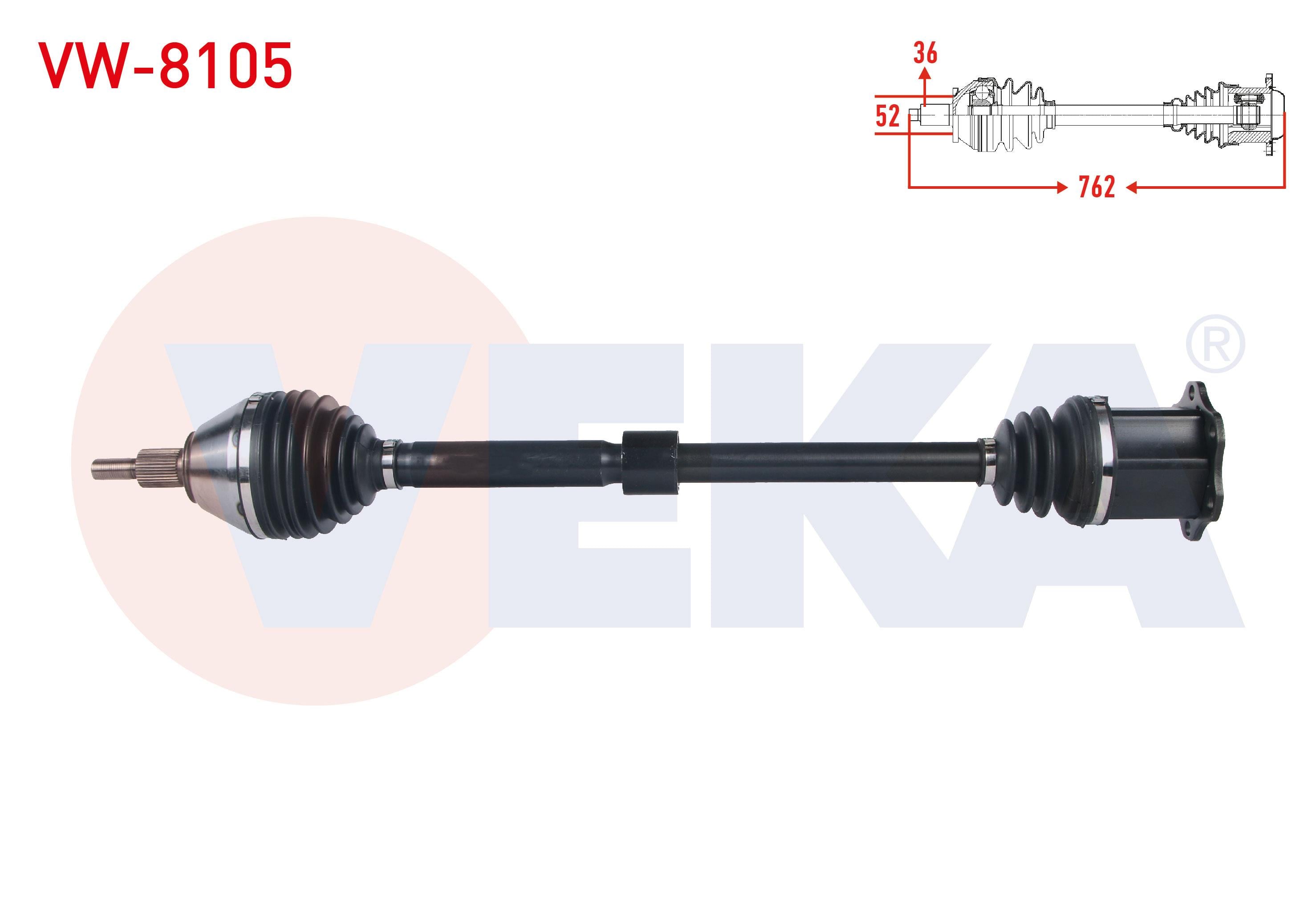 KOMPLE AKS SAG ON VOLKSWAGEN POLO (6R) 1.0 TSI A-T UZUNLUK 762 mm 2009-