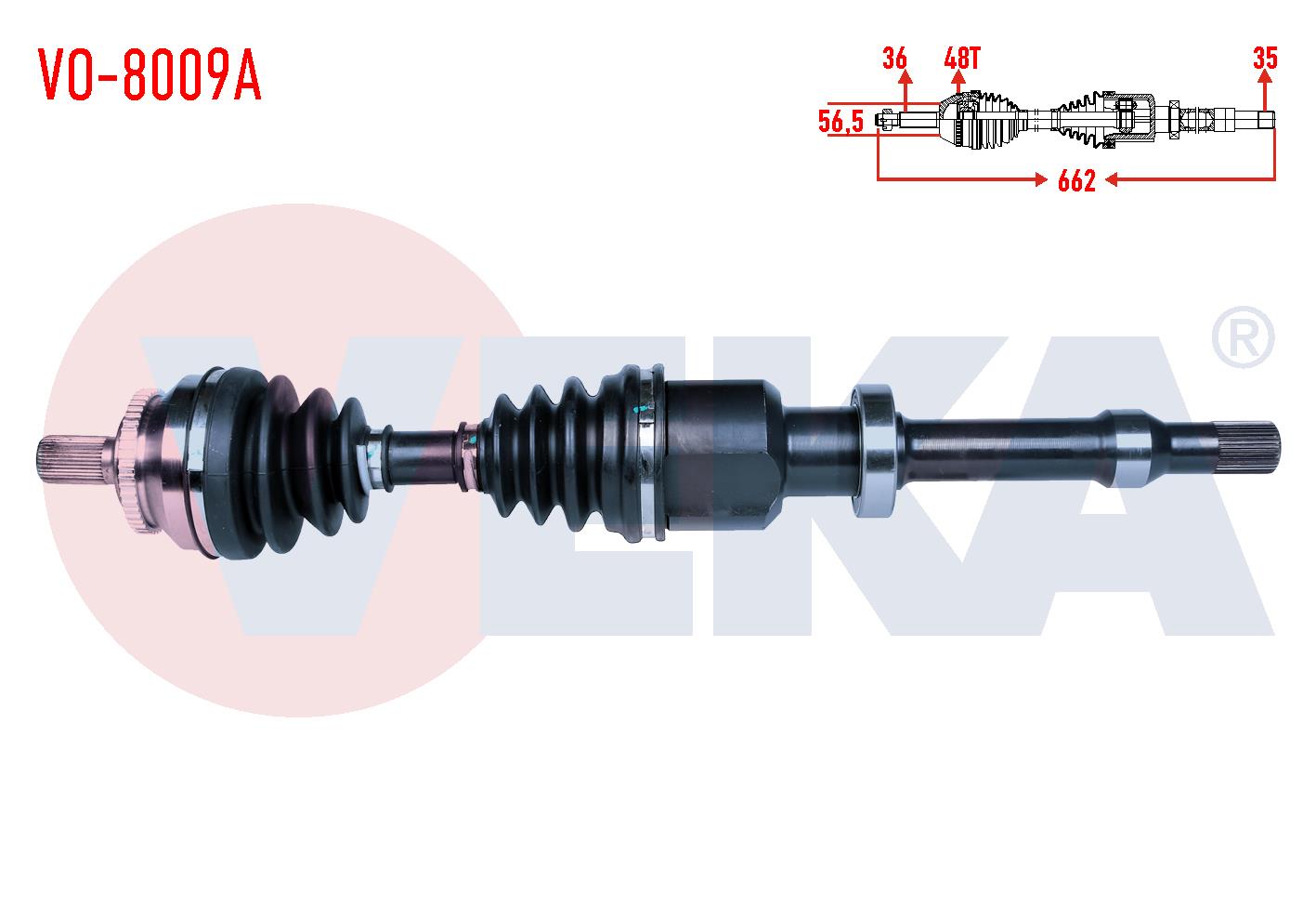 KOMPLE AKS SAG ON VOLVO S80 I (TS, XY) 2.8 T6 A-T ABSLI 48 DIS UZUNLUK 662 1998-2006