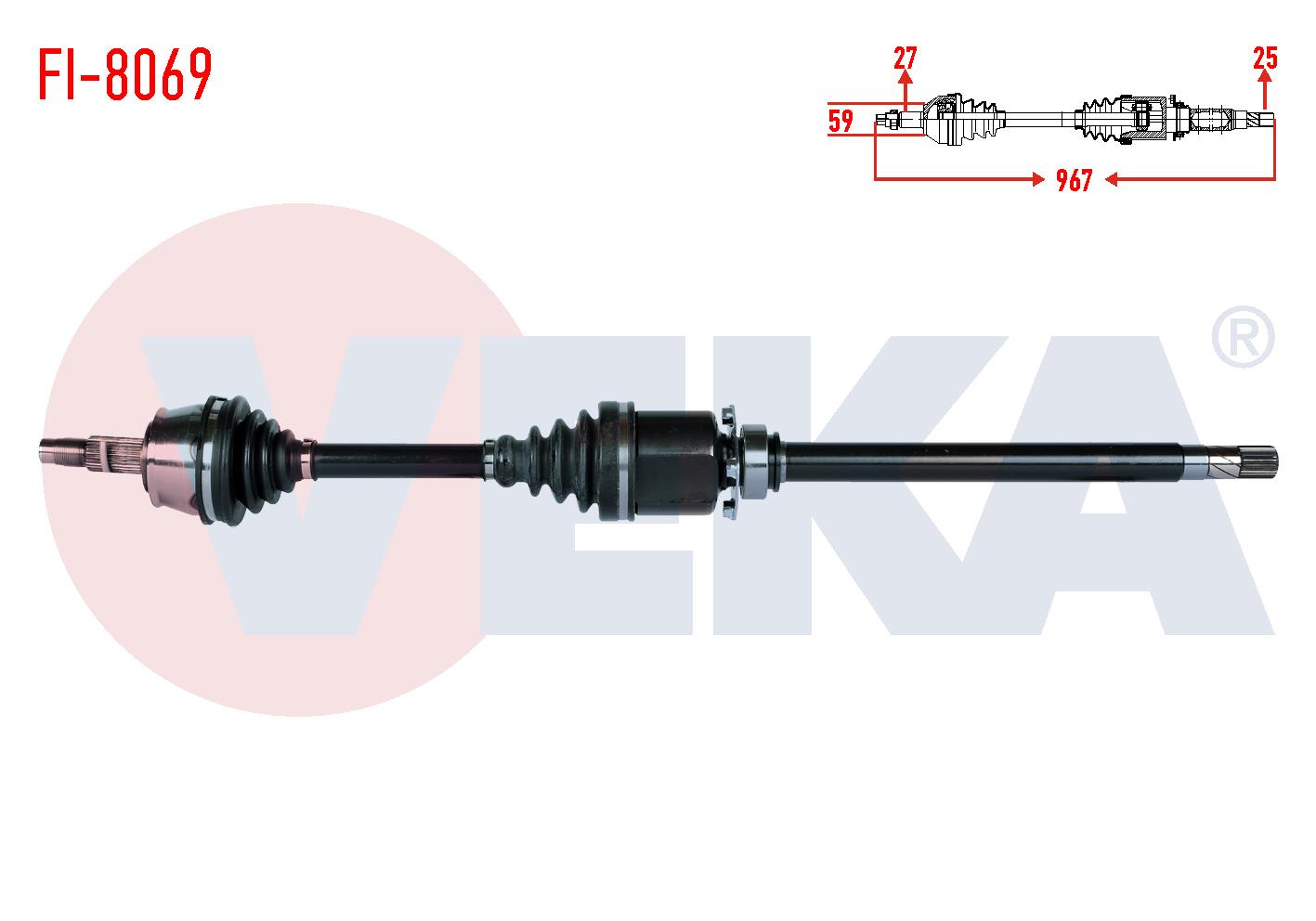 KOMPLE AKS SAG ON FIAT DOBLO MAXI 1.6 MJT UZUNLUK 967mm 2010-
