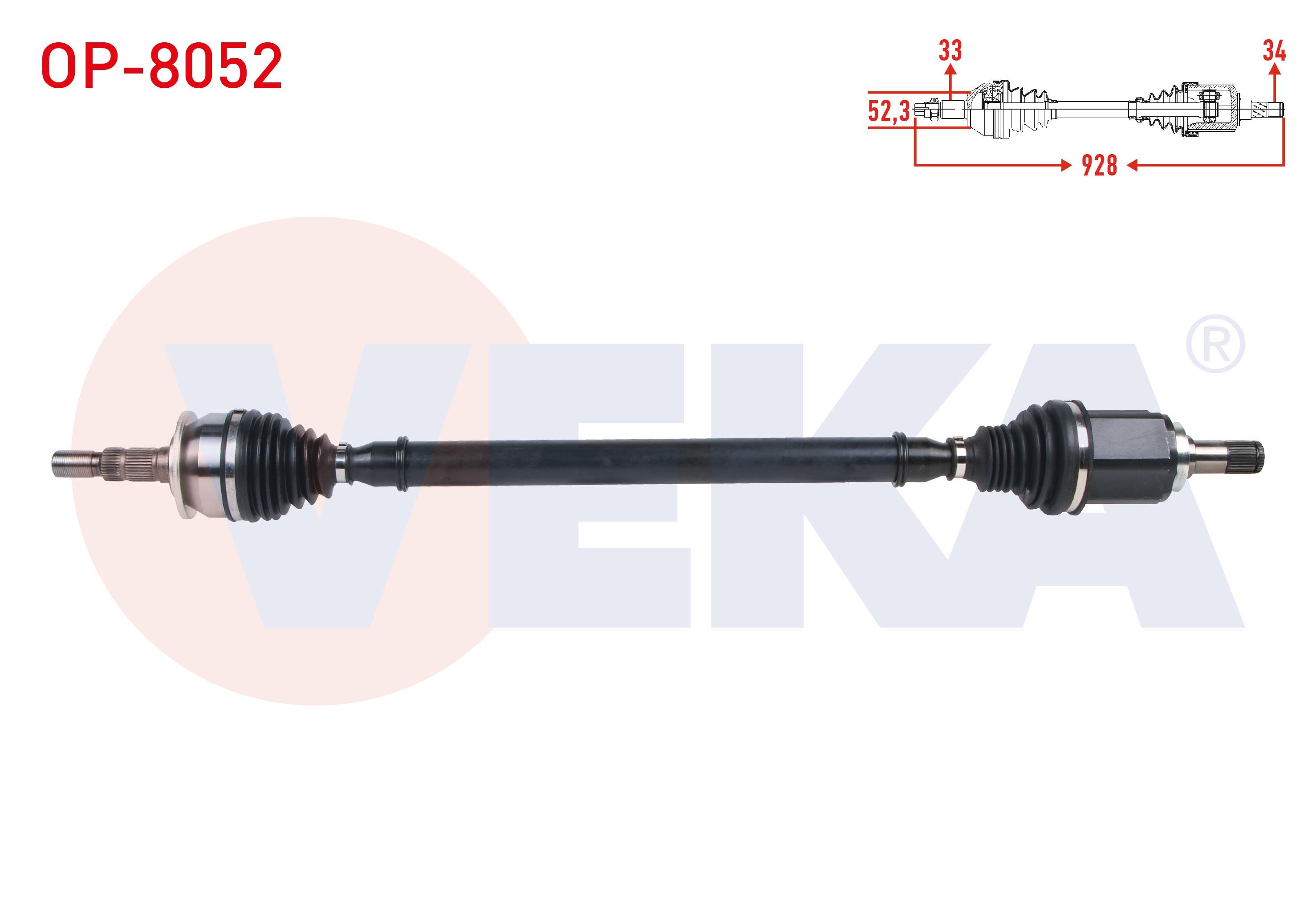 KOMPLE AKS SAG UZUNLUK 928mm OPEL ASTRA K 1.6 CDTI - 1.6 TURBO A/T 2015-