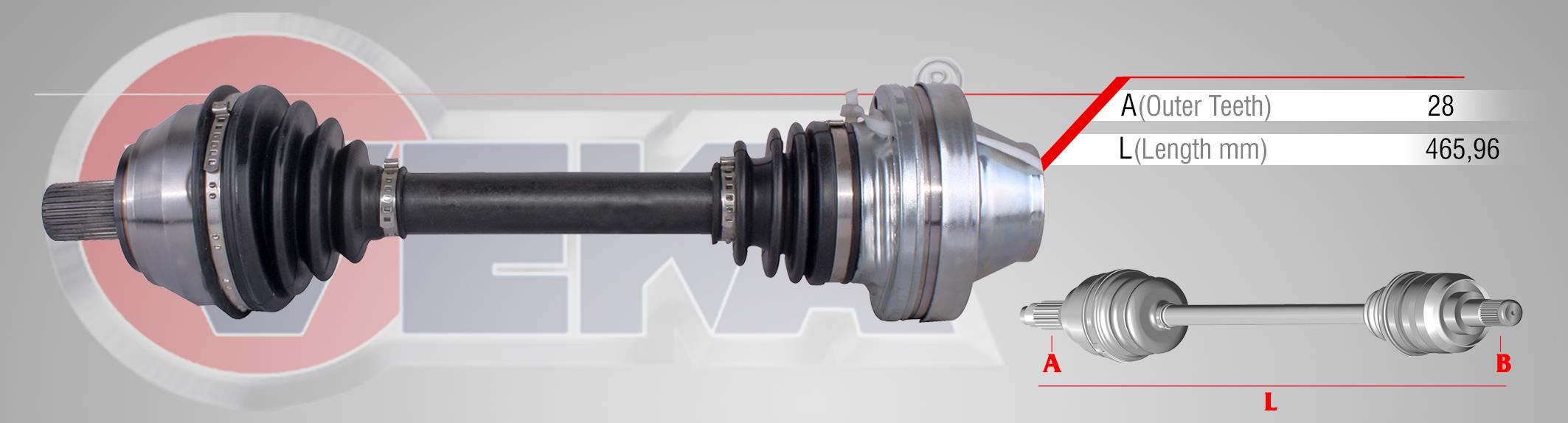 KOMPLE AKS SOL- SAG ÖN VW AMAROK 2.0 TDI M-T UZUNLUK 465,96mm 2010- 2H0407271BX 2H0407271D
