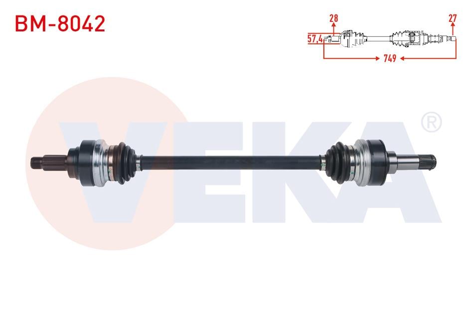 KOMPLE AKS SOL ARKA UZUNLUK 749mm BMW 116i - 118i (F20,F21) 2010- / 316i - 320i (F30) 2011-