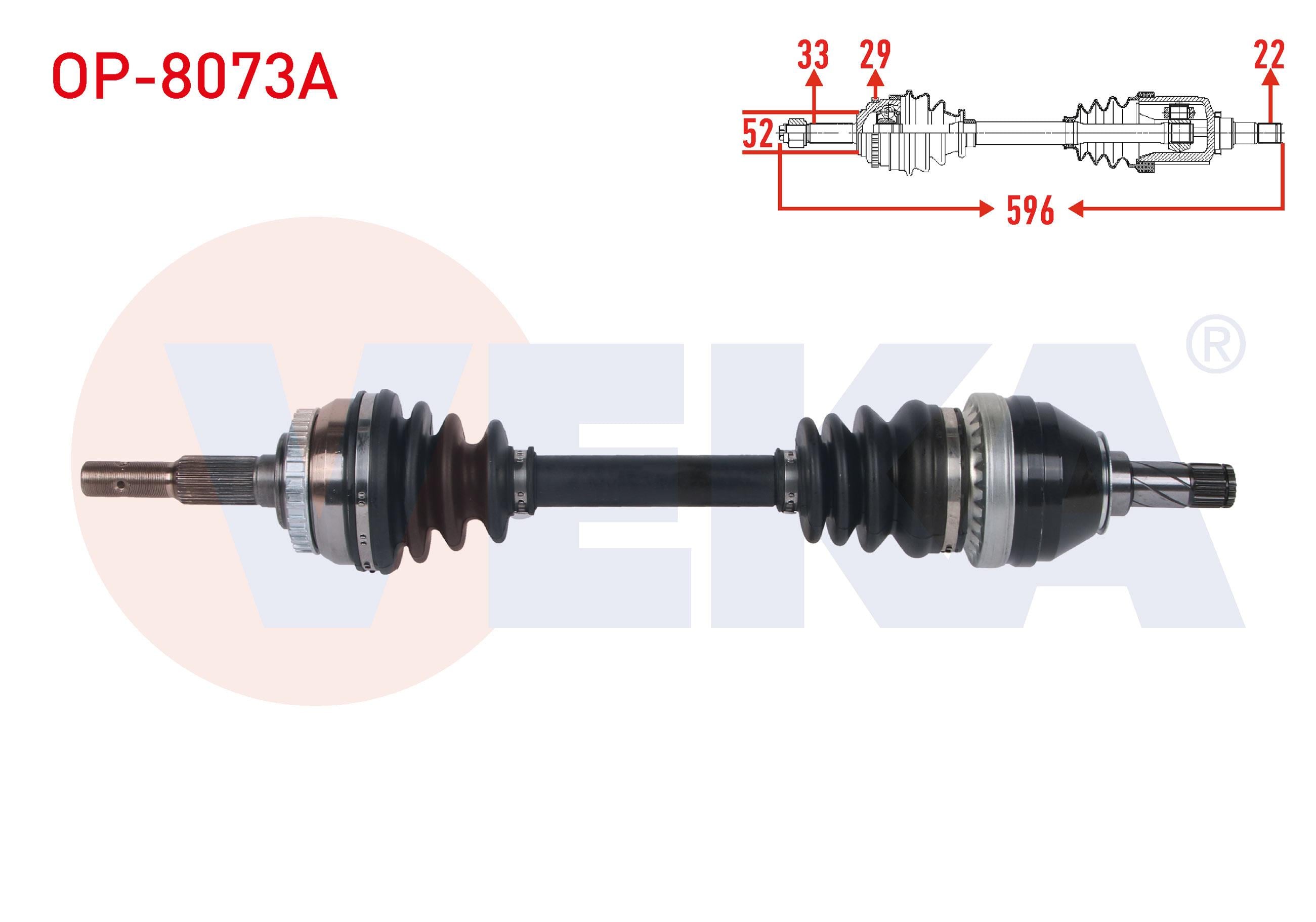 KOMPLE AKS SOL ON ABSLI 29 DIS UZUNLUK 596mm OPEL VECTRA B 1.8i 16v 1999-2003