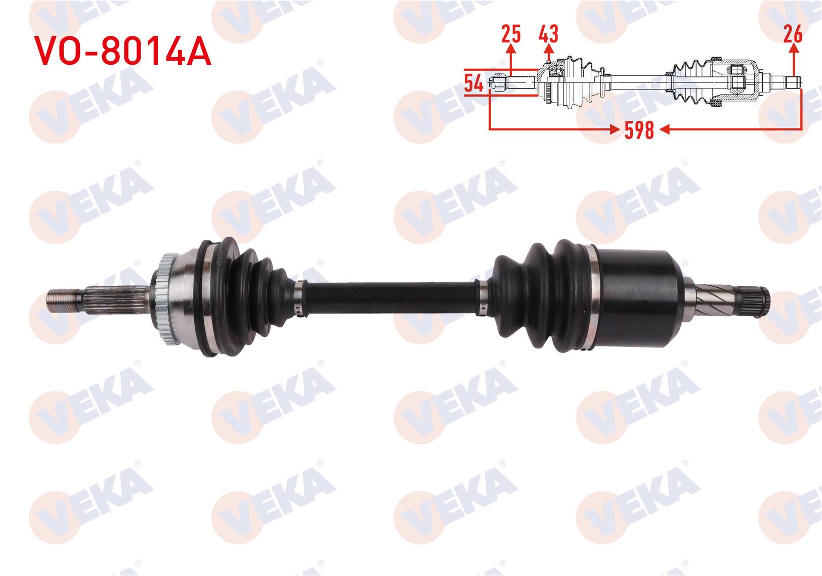 KOMPLE AKS SOL ON ABSLI 43 DIS UZUNLUK 598mm VOLVO V40 2.0 A-T 1998-