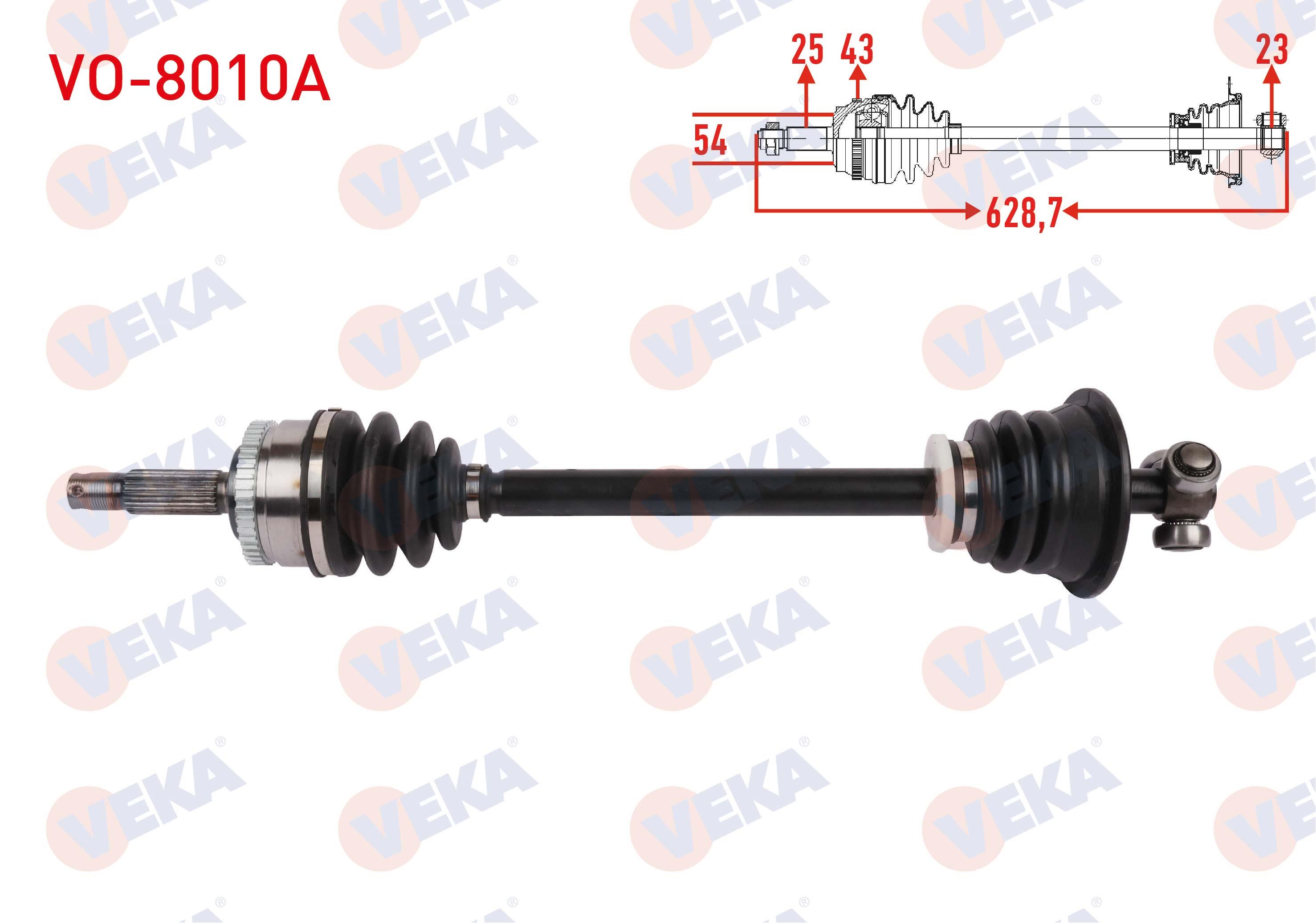 KOMPLE AKS SOL ON ABSLI 43 DIS UZUNLUK 628,7mm VOLVO S40 I 1999-2003 / V40 I 1999-2004