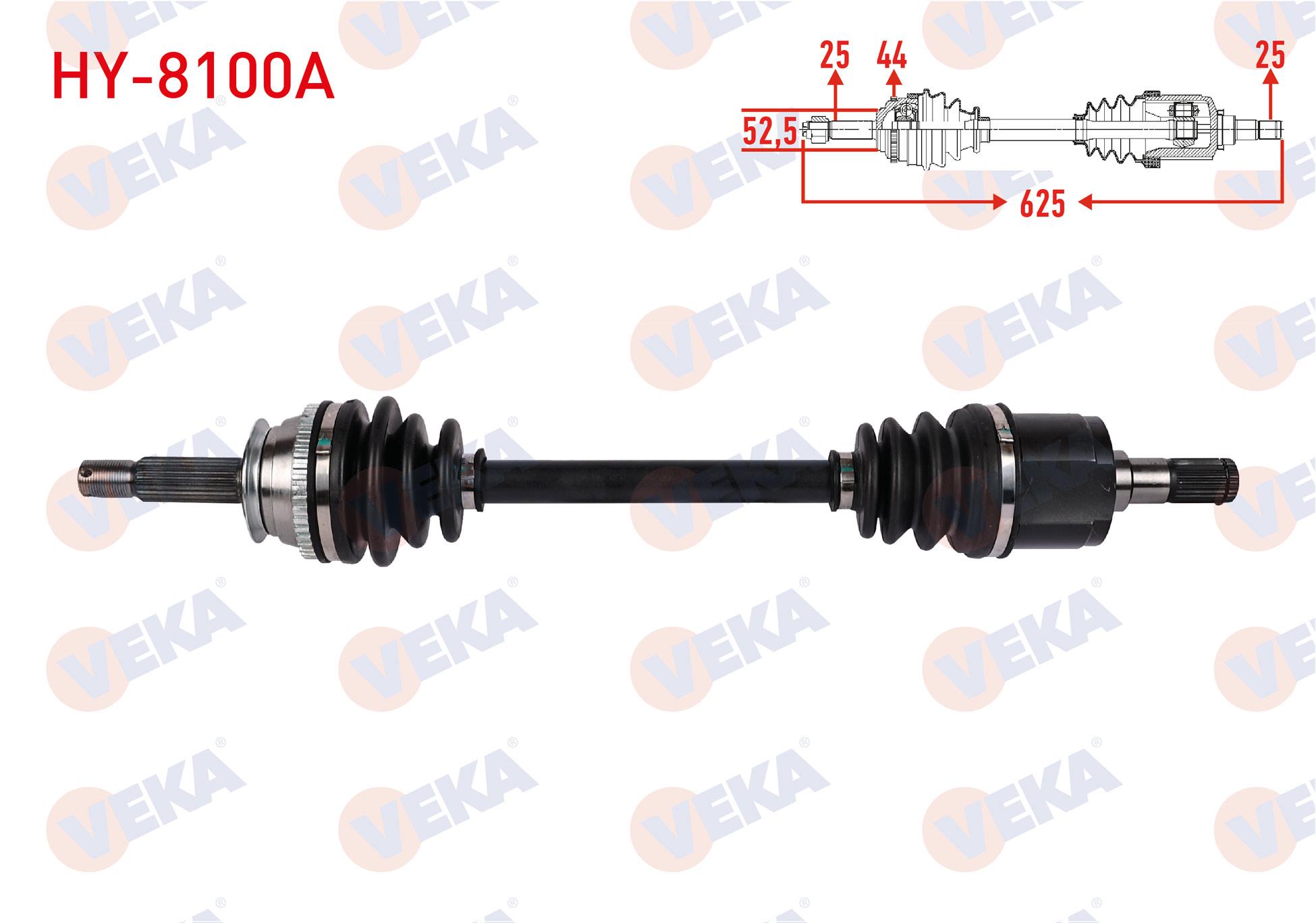 KOMPLE AKS SOL ON ABSLI 44 DIS UZUNLUK 625mm HYUNDAI ACCENT II 1.3 A-T 2000-2005 / ACCENT SEDAN 1.5 A-T 1994-2000