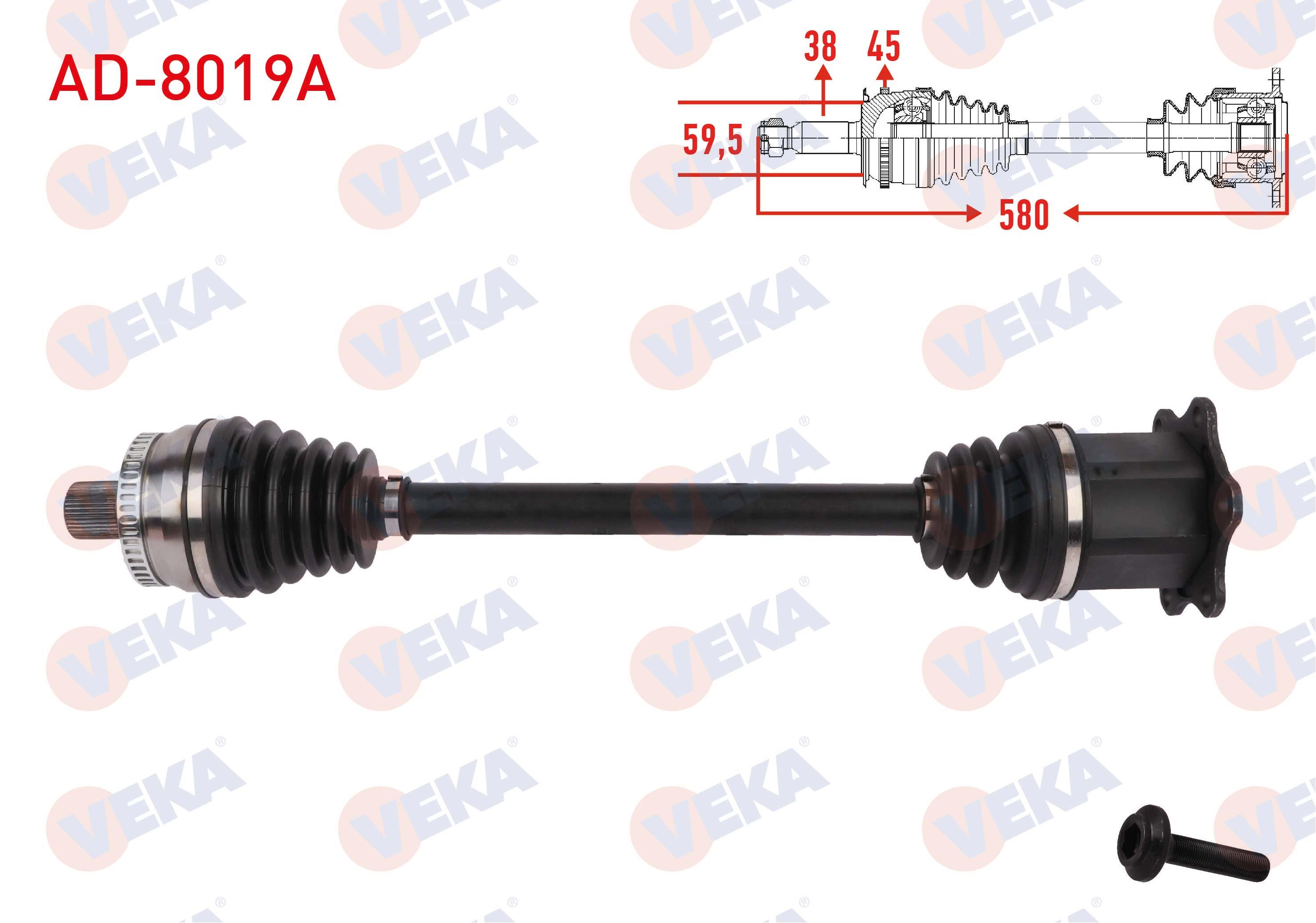 KOMPLE AKS SOL ON ABSLI 45 DIS UZUNLUK 580mm AUDI A4 (8EC) 2.0 TFSI QUATTRO 2004-2008