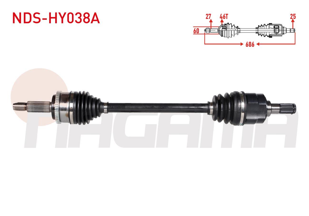 KOMPLE AKS SOL ON ABSLI 46 DIS UZUNLUK 686mm HYUNDAI ELANTRA 1.6 CVVT M-T 6 ILERI 2011-2015