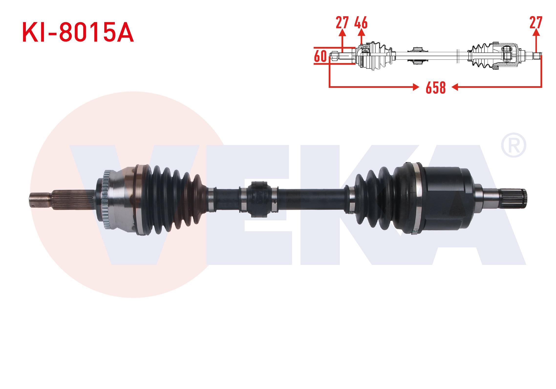 KOMPLE AKS SOL ON ABSLI 47 DIS UZUNLUK 658mm KIA SOUL I (AM) 1.6 CRDI M-T 2011- / CEED 1.6 CRDI M-T 2006-2012 / PRO CEED 1.6 CRDI 1.6 M-T 2008-2013