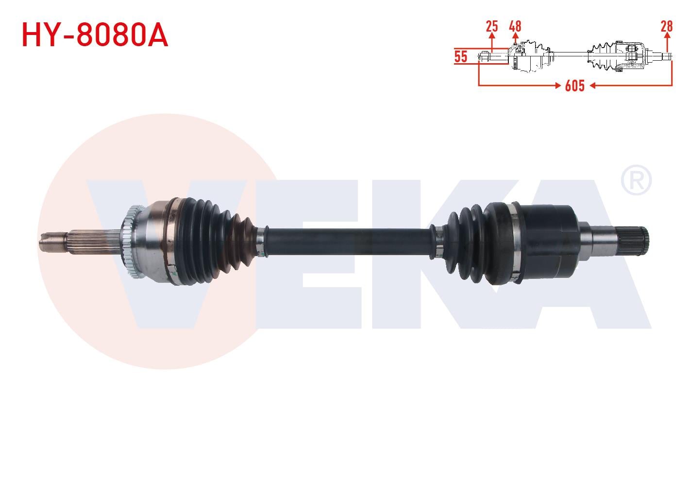 KOMPLE AKS SOL ON ABSLI 48 DIS UZUNLUK 605mm HYUNDAI ACCENT BLUE 1.6 CRDI 7 ILERI A-T 2012-