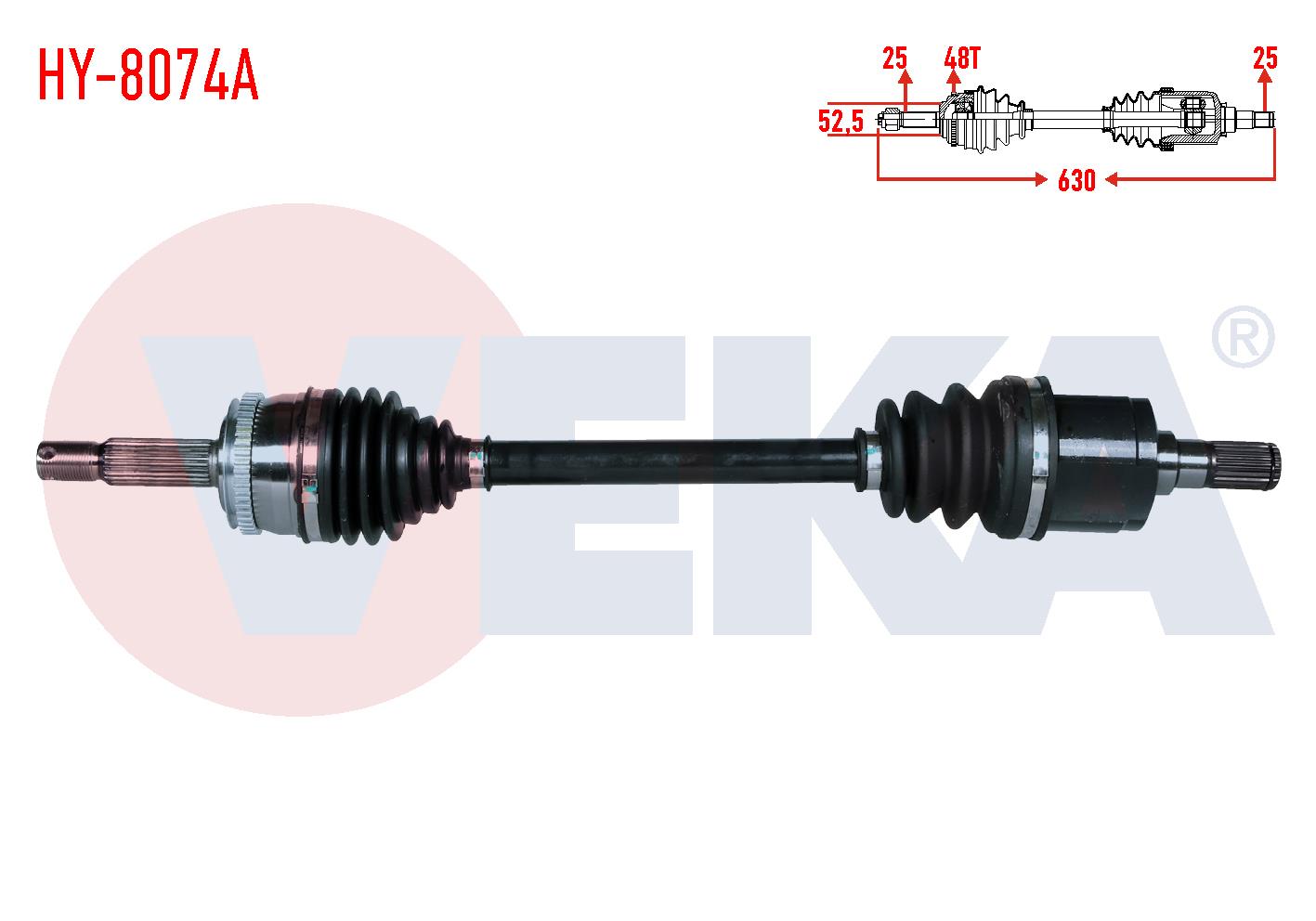 KOMPLE AKS SOL ON ABSLI 48 DIS UZUNLUK 630mm HYUNDAI GETZ (TB) 1.3i - 1.4i - 1.6i 2002-2008
