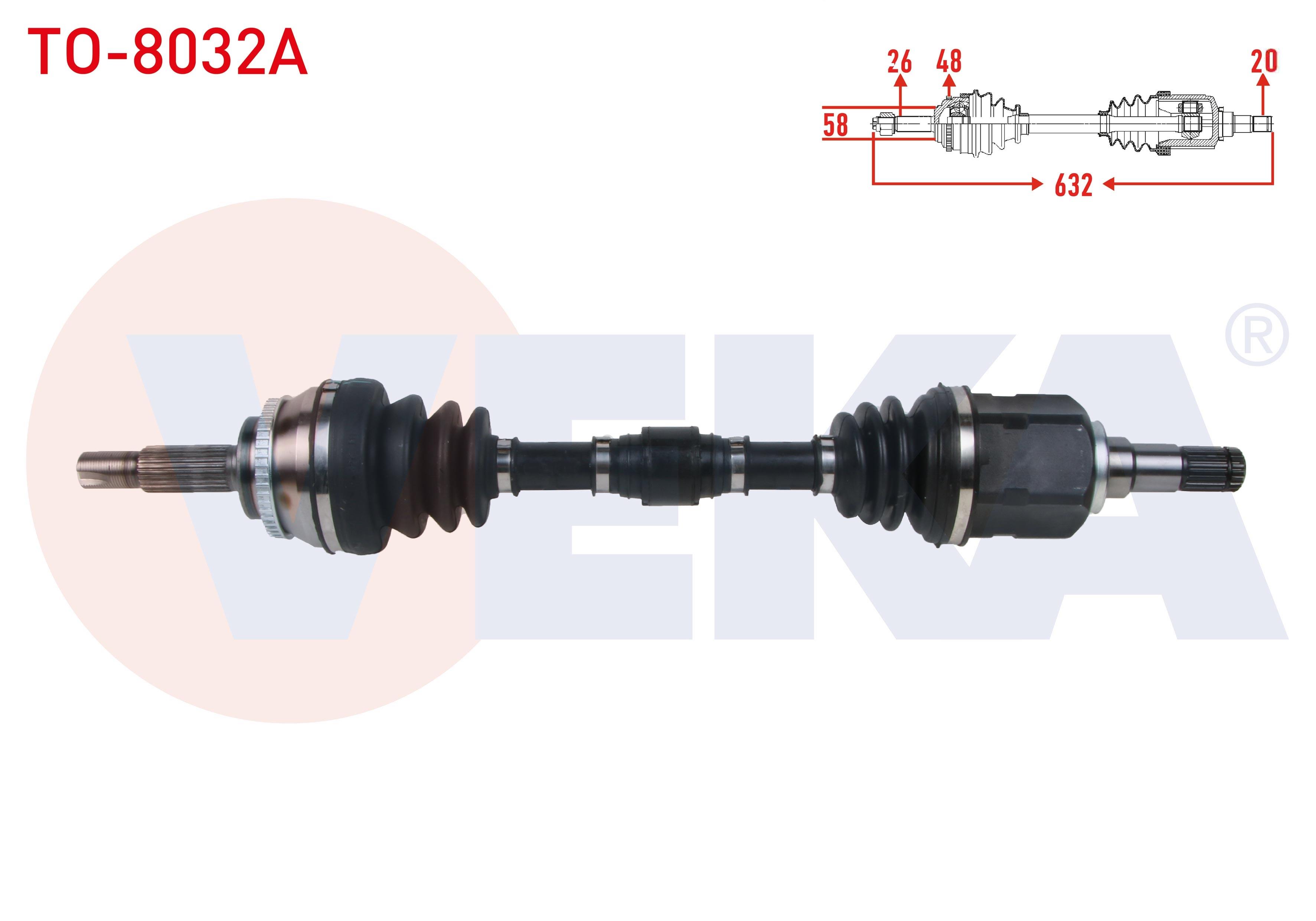 KOMPLE AKS SOL ON ABSLI 48 DIS UZUNLUK 632mm TOYOTA COROLLA (_E12_) 1.4 D-4D M-T 2002-2007