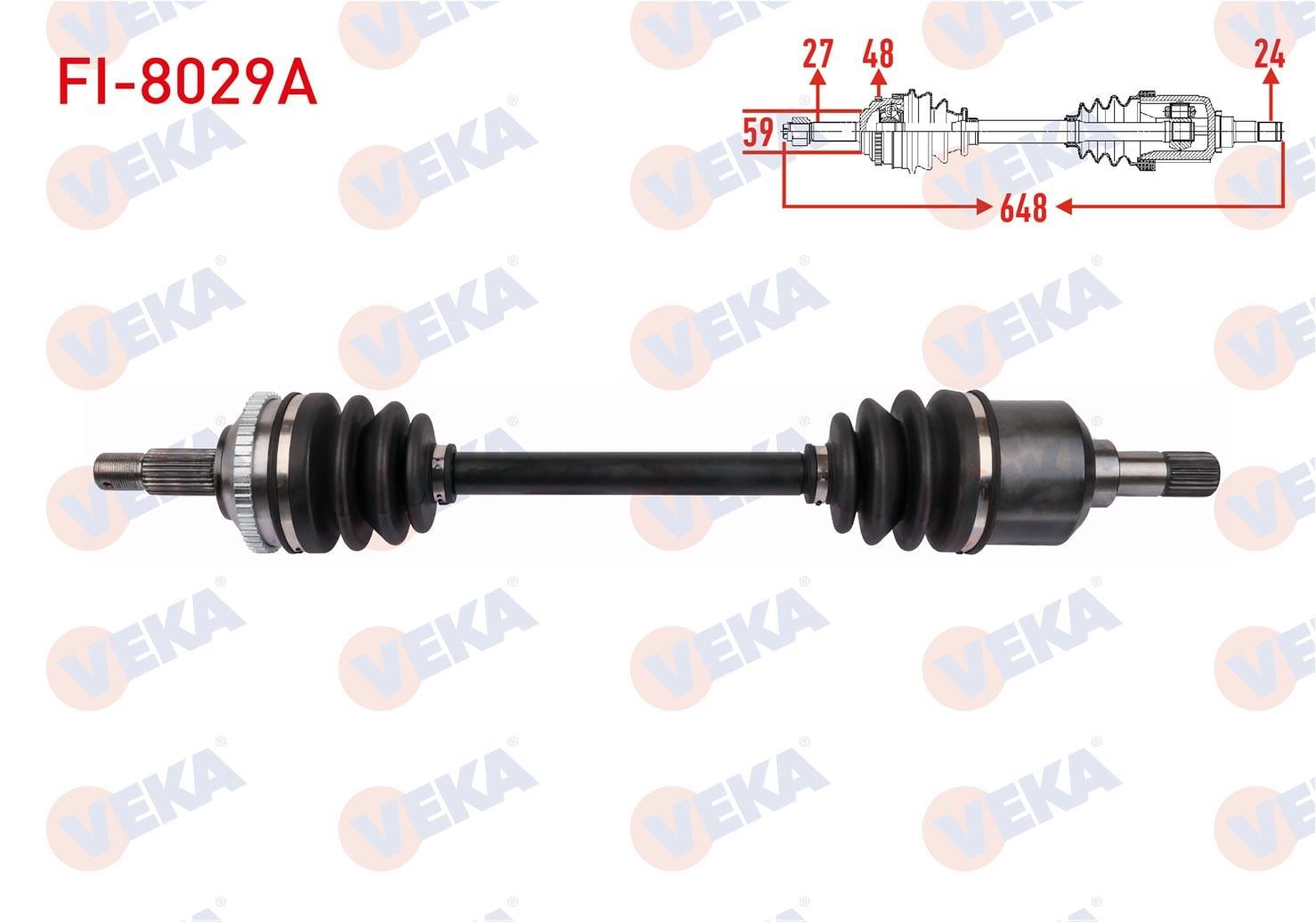 KOMPLE AKS SOL ON ABSLI 48 DIS UZUNLUK 648mm FIAT SCUDO 1.9 D 1996-2006 / CITROEN JUMPY 1.9 D 1994-2007 / PEUGEOT EXPERT 1.9 D 1996-2006
