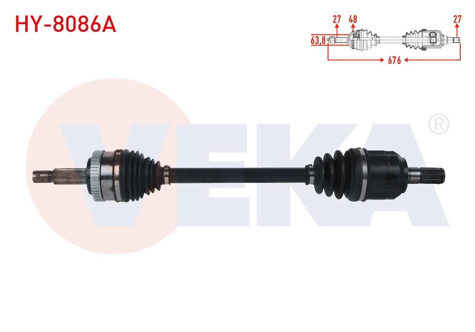 KOMPLE AKS SOL ON ABSLI 48 DIS UZUNLUK 676mm HYUNDAI IX35 1.6 GDI A-T 4X2 2010- / KIA SPORTAGE 1.6 GDI A-T 4X2 2010-