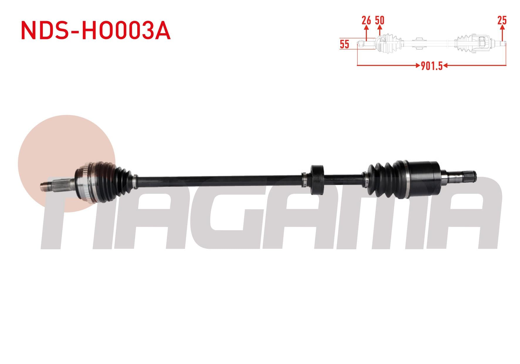 KOMPLE AKS SOL ON ABSLI 50 DIS UZUNLUK 901,5mm HONDA CIVIC VI 1.4i 1995-2001