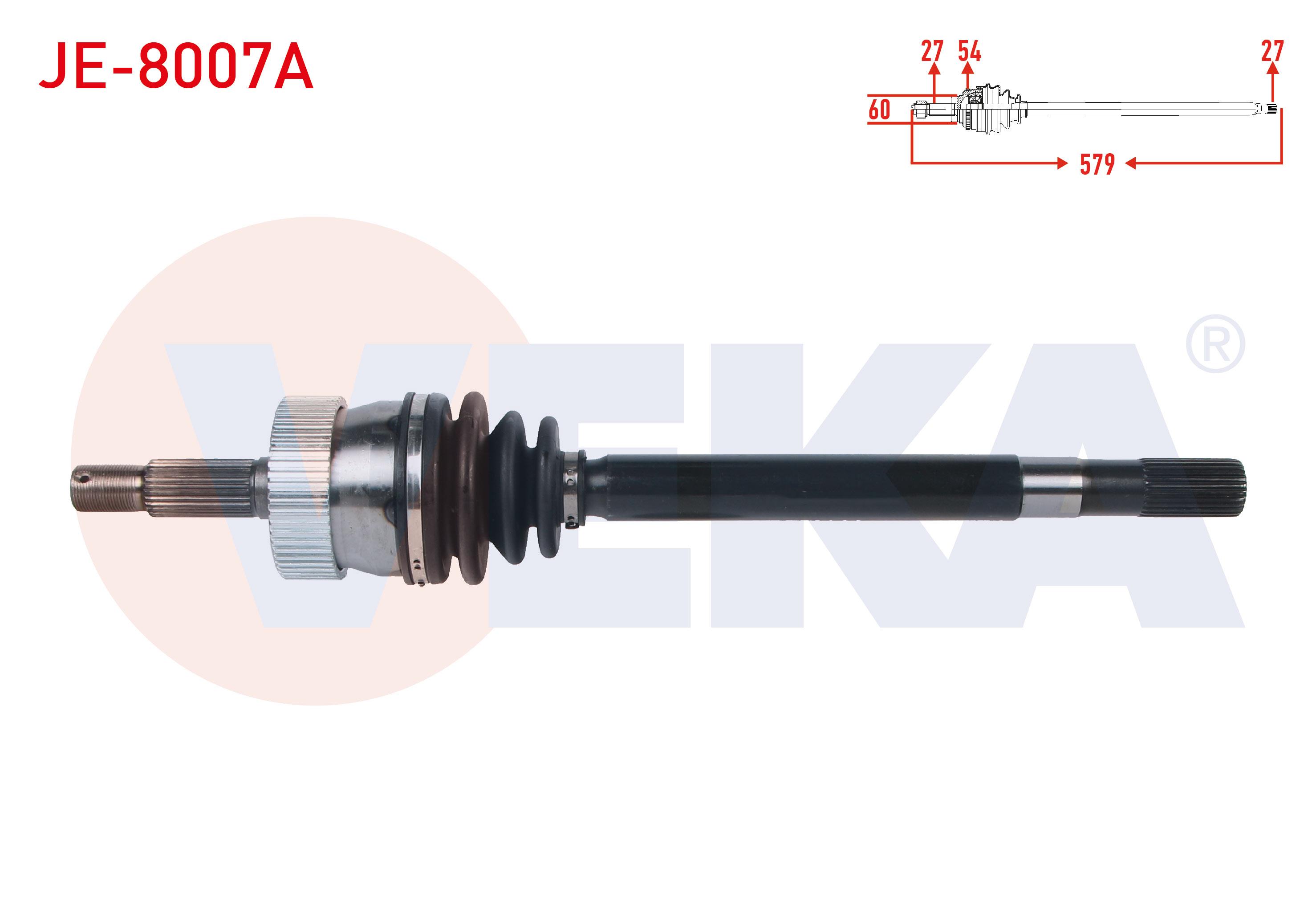 KOMPLE AKS SOL ON ABSLI 54 DIS UZUNLUK 579mm JEEP CHEROKEE (XJ) 2.5 TD - 4.0i 84-01 / GRAND CHEROKEE I (ZJ) 4.0 - 5.2 91-99 / WRANGLER I (YJ,SJ) 2.5 - 4.0 86-96 / WRANGLER II (TJ) 2.5 - 4.0 96-08