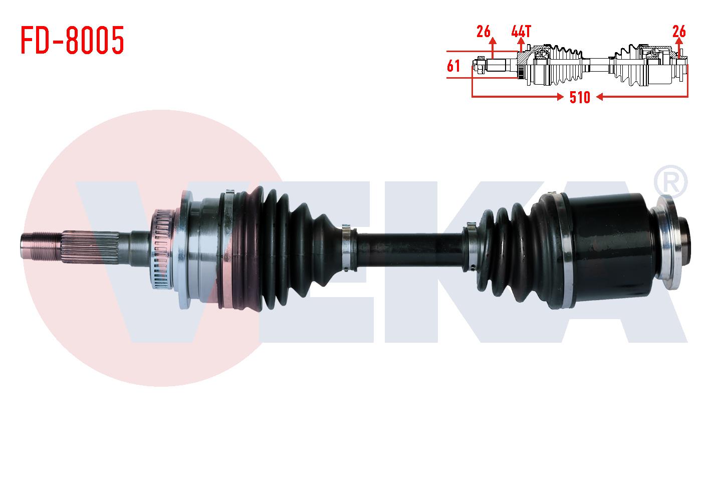 KOMPLE AKS SOL ON ABSLI UZUNLUK 510mm FORD RANGER 2.5 TDCI 4X4 1997-2006