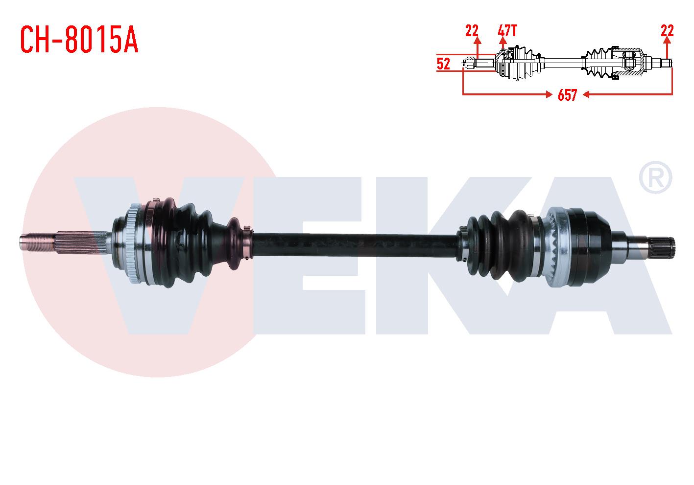 KOMPLE AKS SOL ON CHEVROLET AVEO (T250) 1.2 16v DOCH ABSLI 47 DIS M-T UZUNLUK 657mm 2006-2011