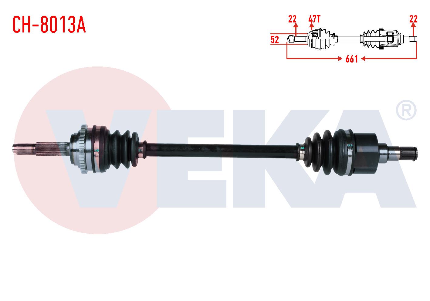 KOMPLE AKS SOL ON CHEVROLET AVEO (T250) 1.2 8v SOCH ABSLI 47 DIS M-T UZUNLUK 661mm 2006-2011