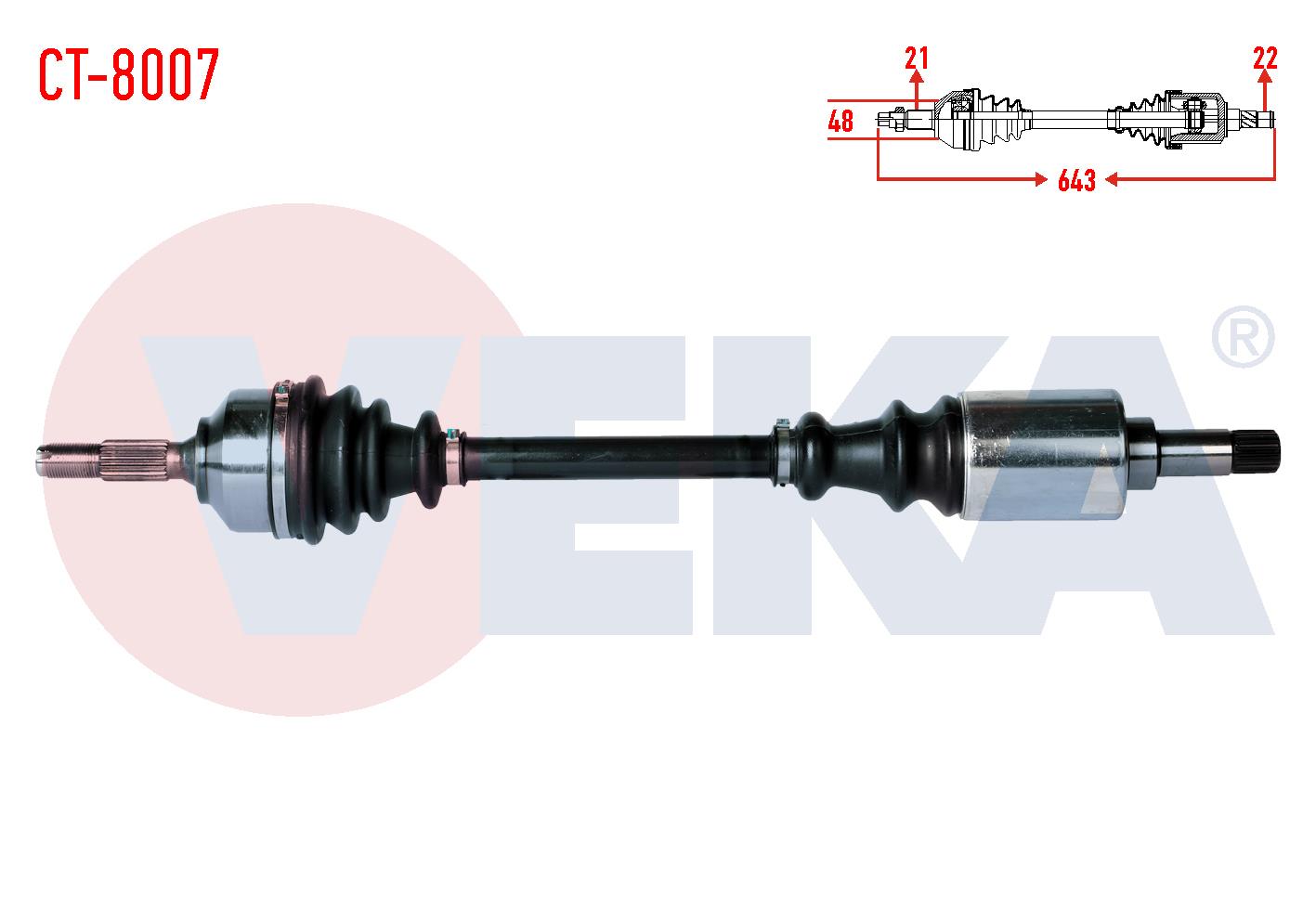 KOMPLE AKS SOL ON CITROEN C2 (JM) 1.4 HDI MA68 SANZIMAN UZUNLUK 643mm 2003-2009