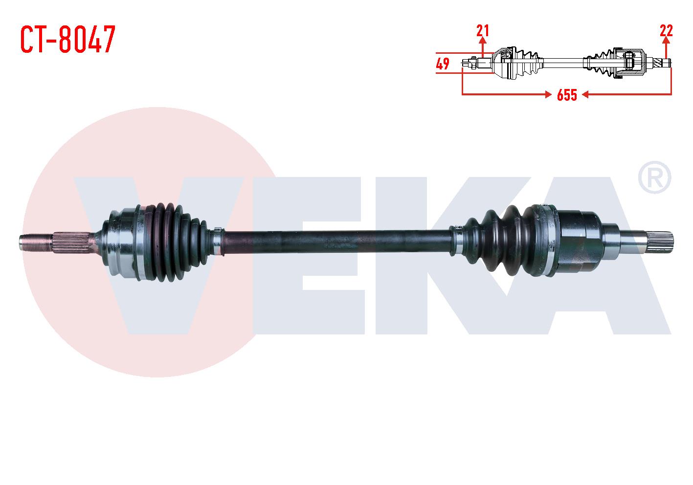 KOMPLE AKS SOL ON CITROEN C3 II 1.4 HDI M-T 21X22X49 UZUNLUK 655mm 2009-2016