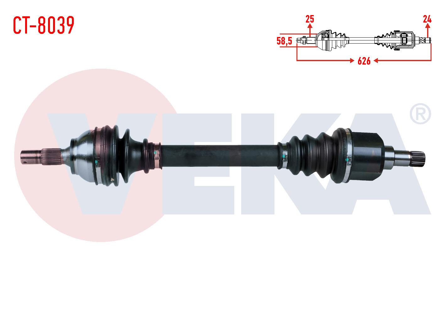 KOMPLE AKS SOL ON CITROEN C4 (B7) 1.6 HDI A-T/M-T UZUNLUK 626mm 2009-