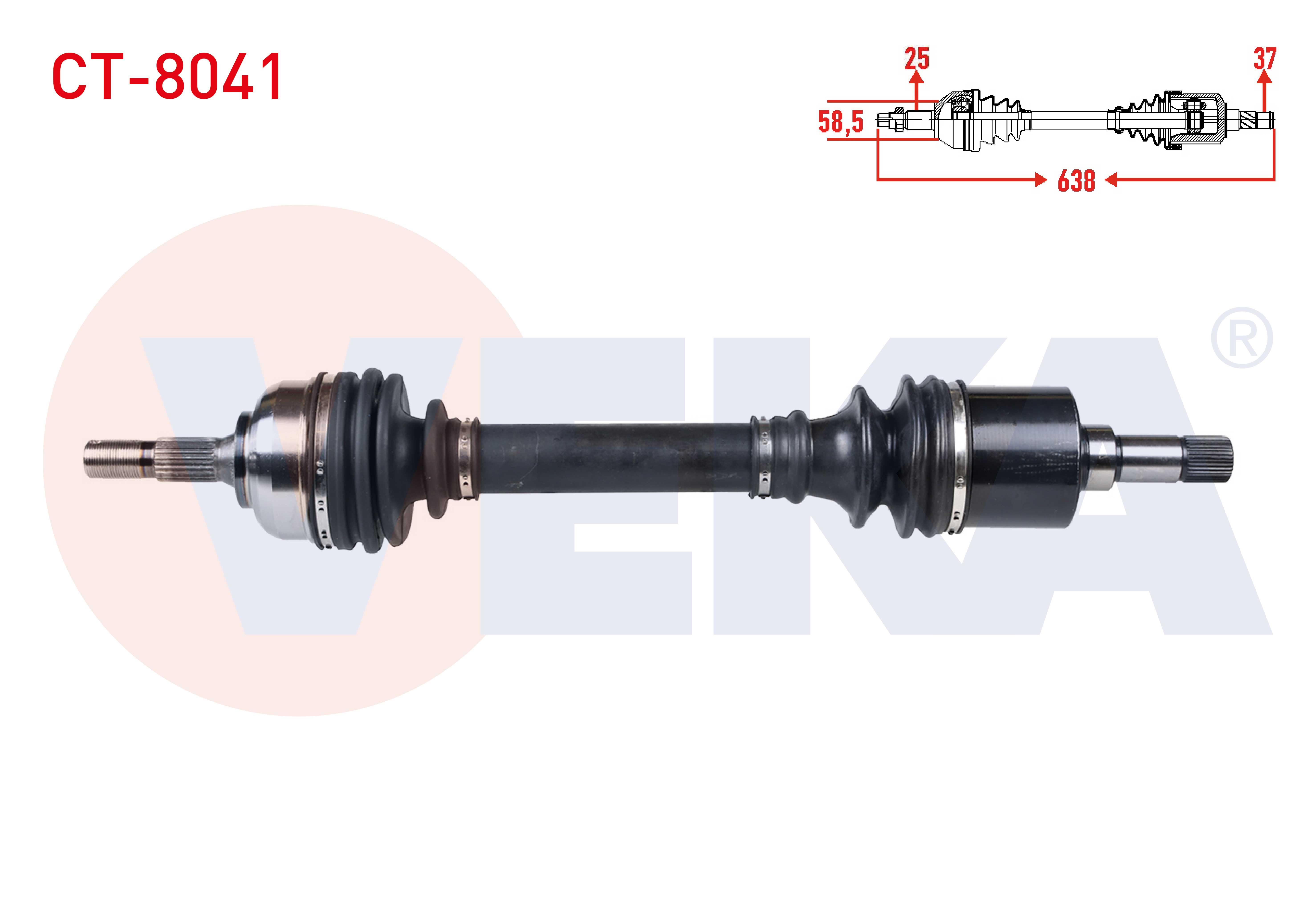 KOMPLE AKS SOL ON CITROEN C5 I (DC) 2.0 HDI M-T UZUNLUK 638mm 2001-2004