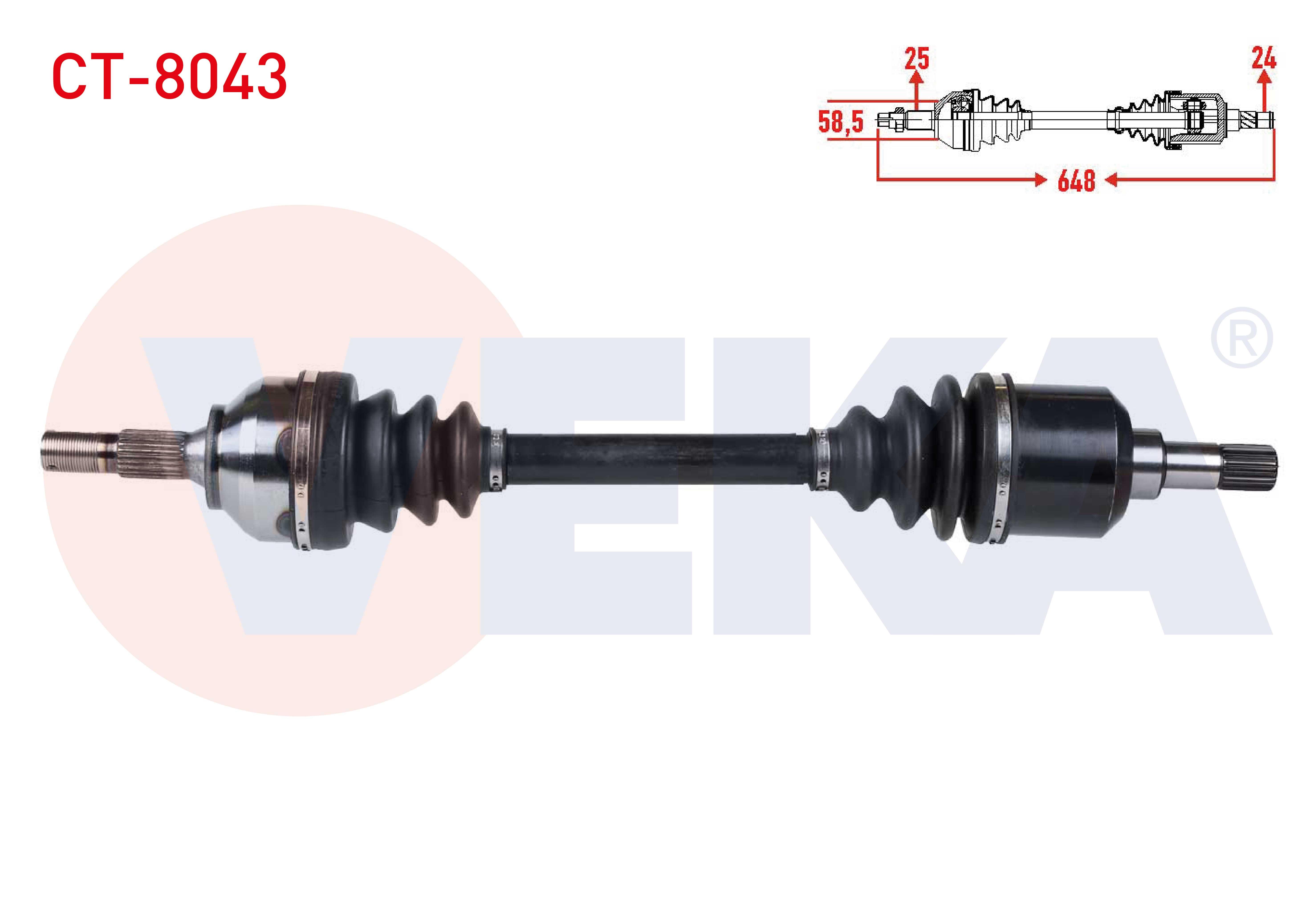 KOMPLE AKS SOL ON CITROEN C5 II (RC) 1.6 HDI M-T UZUNLUK 648mm 2004-2008