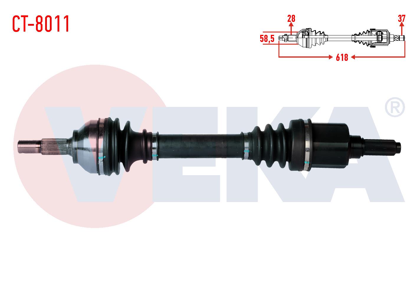 KOMPLE AKS SOL ON CITROEN C5 III (RD) 2.0 HDI A-T UZUNLUK 618mm 2008-2015
