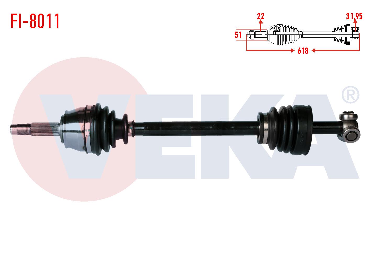 KOMPLE AKS SOL ON FIAT DOBLO (119,223) 1.9 D UZUNLUK 618 mm 2001-2010
