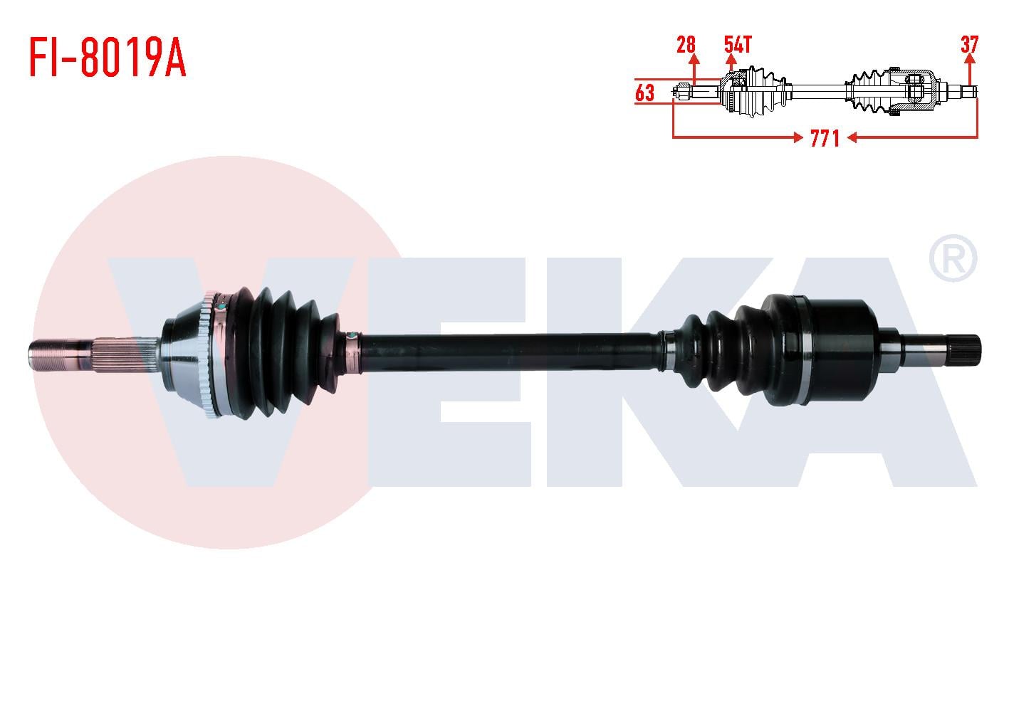 KOMPLE AKS SOL ON FIAT DUCATO (230) 2.5 D 10q-14q  ABSLI 54 DIS UZUNLUK 771mm 1994-2002