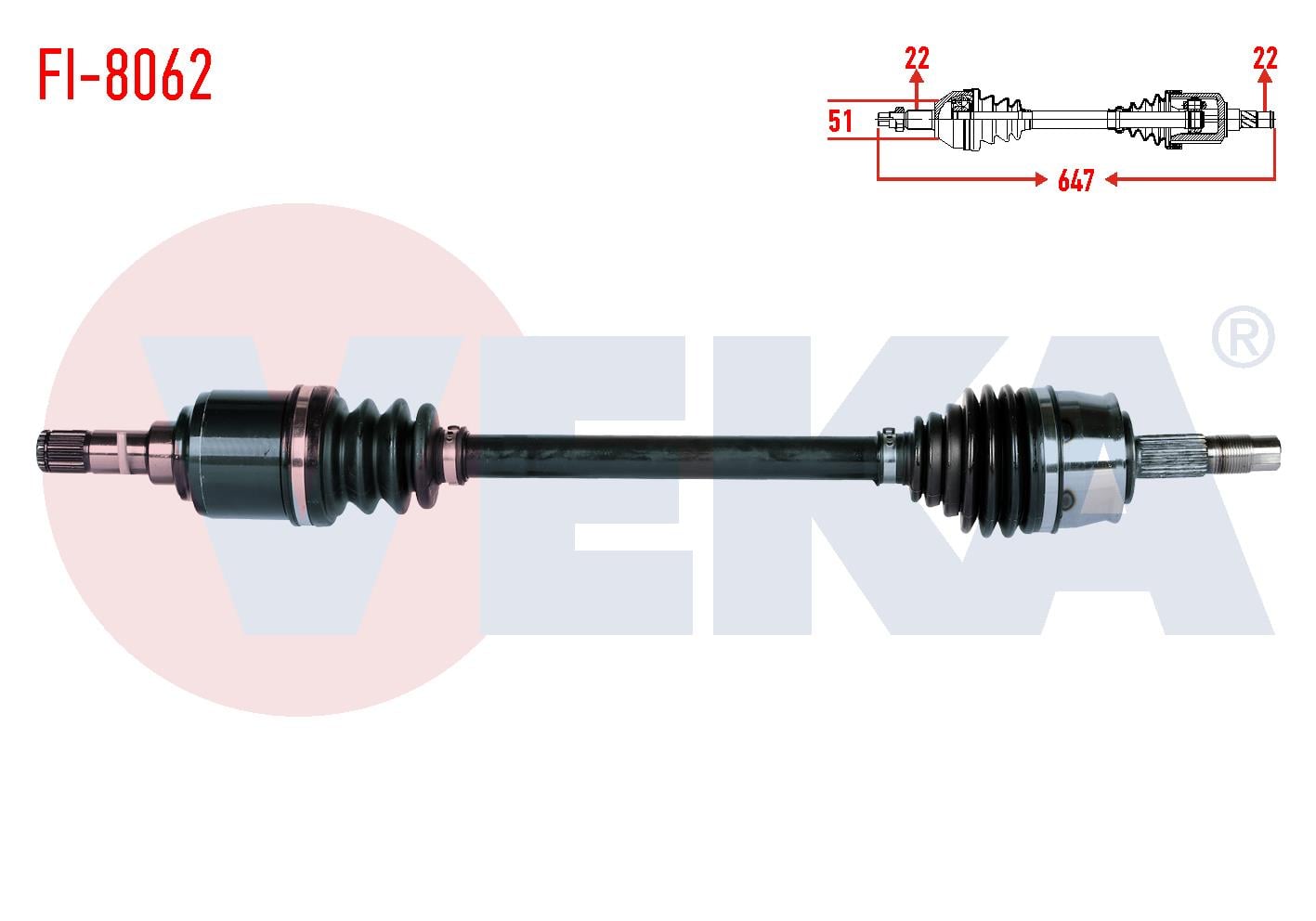 KOMPLE AKS SOL ON FIAT GRANDE PUNTO (199) 1.2 MPI M-T UZUNLUK 647mm 2005-2012