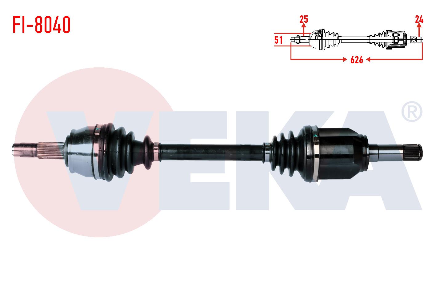 KOMPLE AKS SOL ON FIAT GRANDE PUNTO (199) 1.3 MJT 75 HP UZUNLUK 626mm 2012-