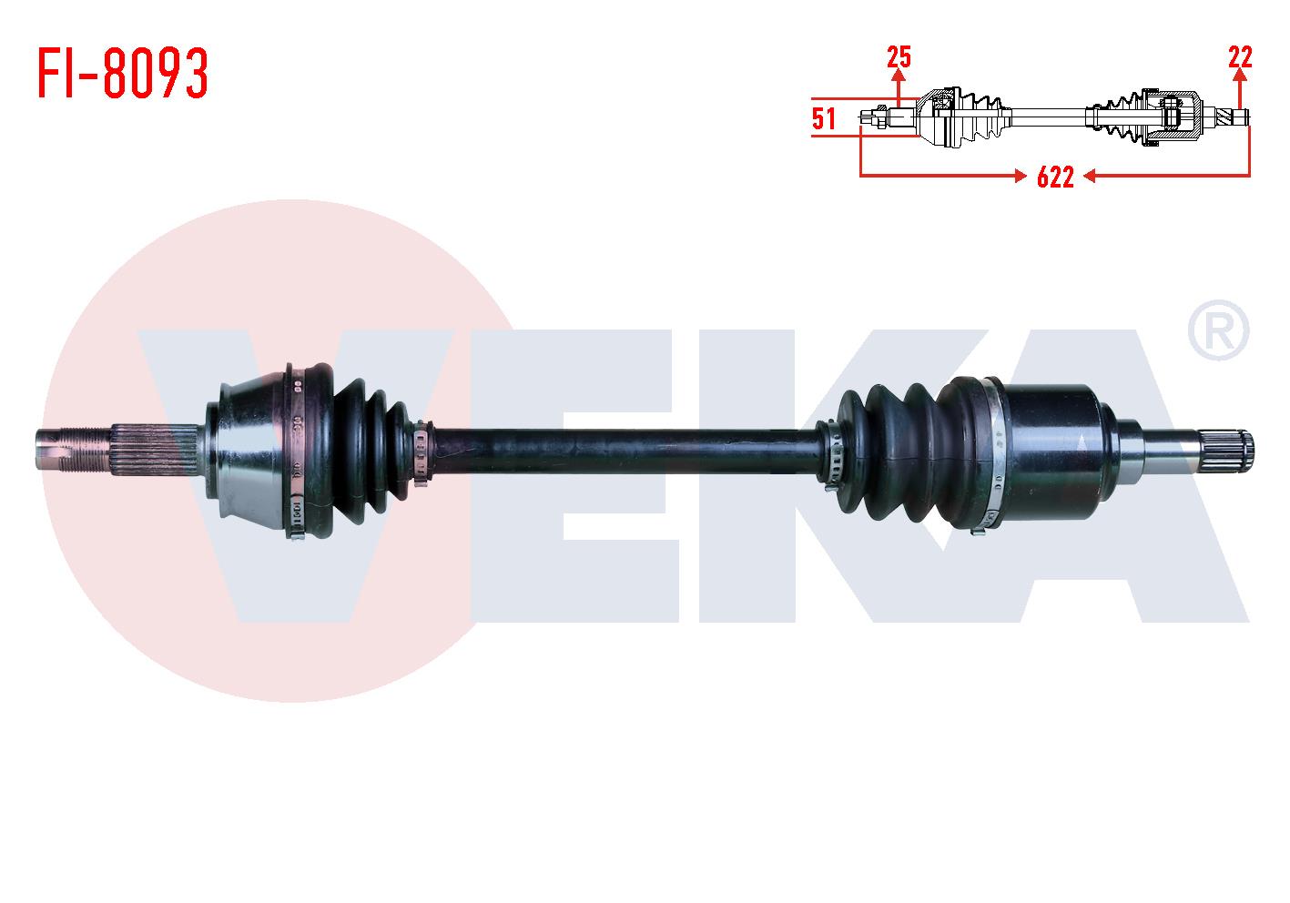 KOMPLE AKS SOL ON FIAT MAREA LIBERTY (185) 1.6i 16v M-T UZUNLUK 622mm 2002-2007