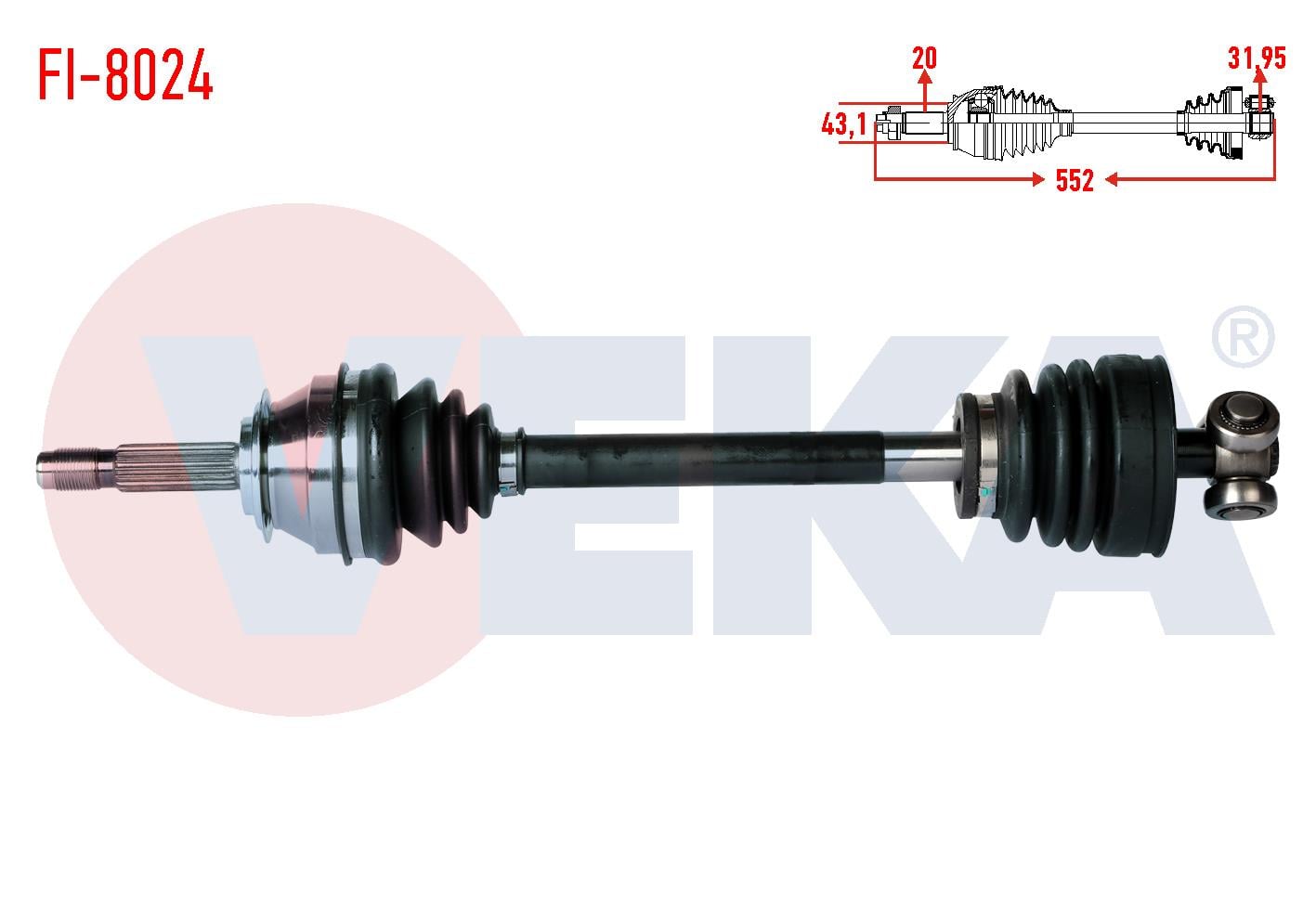 KOMPLE AKS SOL ON FIAT UNO 70 1.4i UZUNLUK 552 mm 1994-2000
