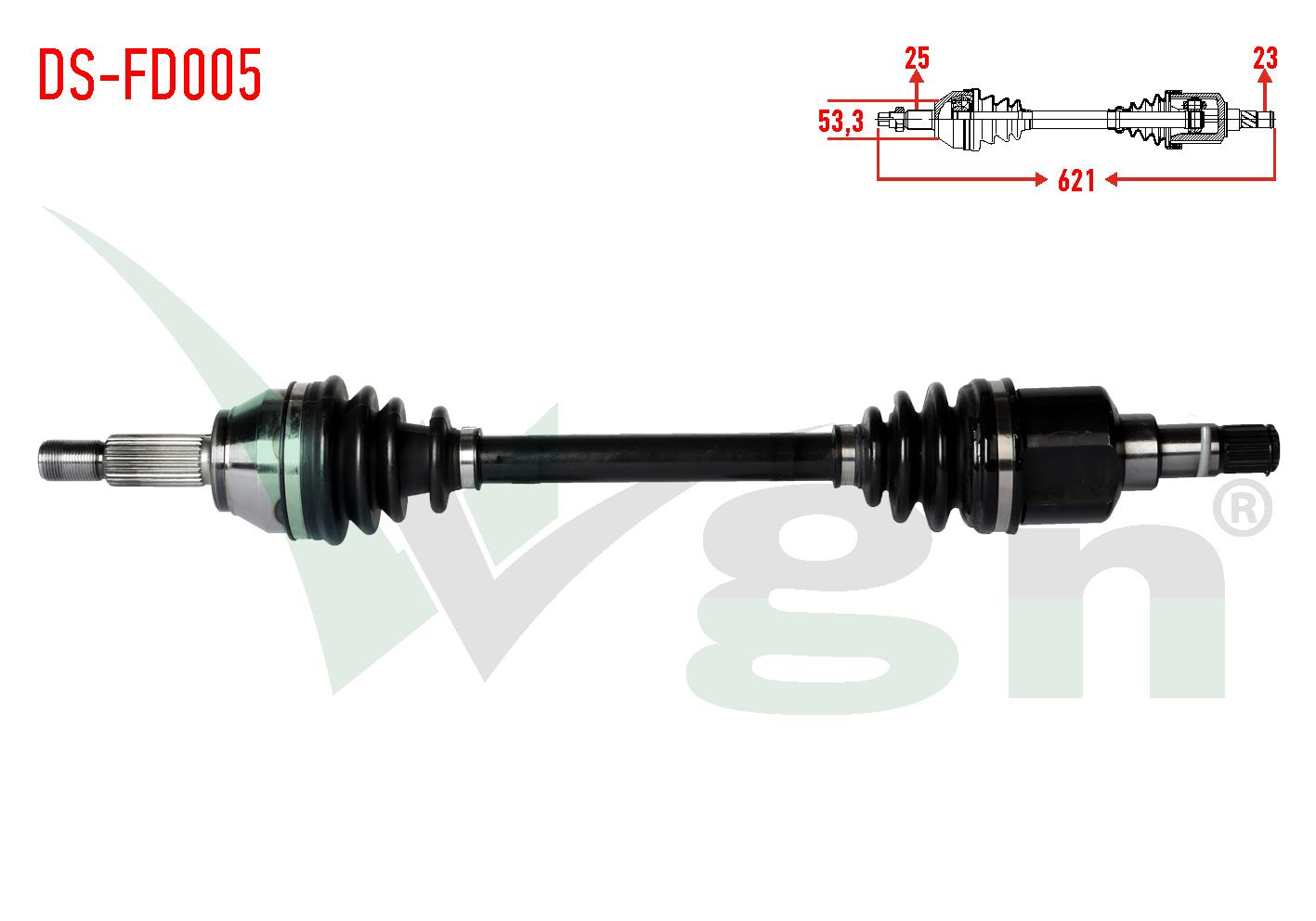 KOMPLE AKS SOL ON FORD FIESTA V 1.4 TDCI UZUNLUK 621mm 2001-2008 1799220 1822711 1840168 1514124 5S613B437AC 2S613B437AD RM2S613B437AB 1386146