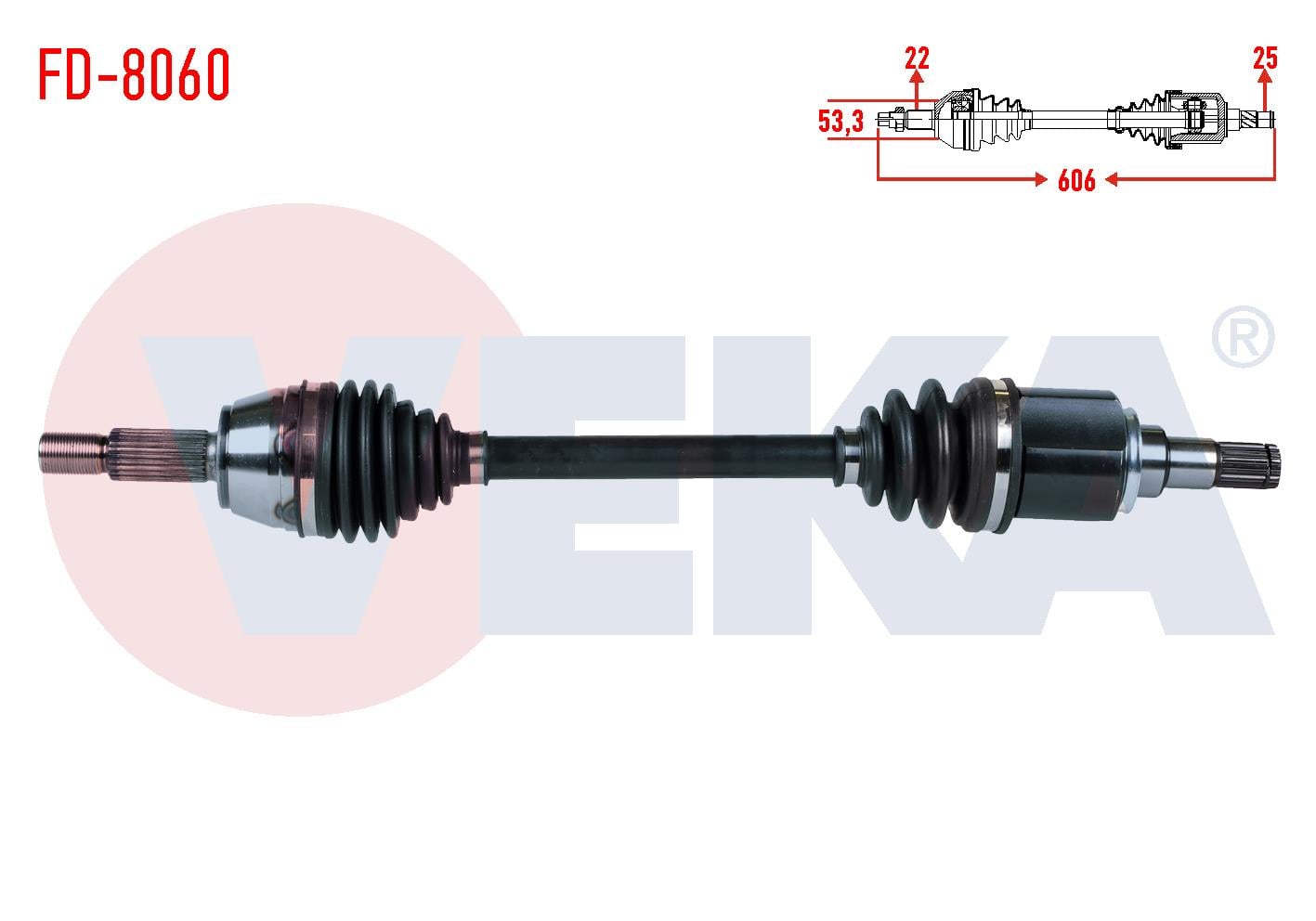 KOMPLE AKS SOL ON FORD FIESTA V 1.6i 16v A-T UZUNLUK 606mm 2001-2008