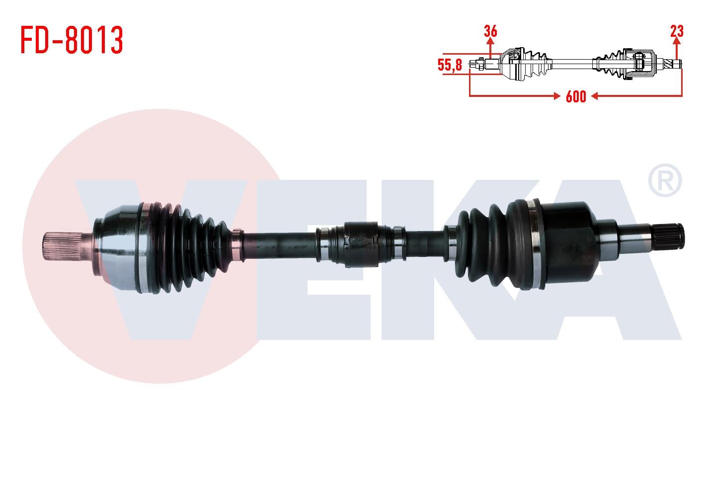 KOMPLE AKS SOL ON FORD FOCUS II (DA) 1.6i M-T UZUNLUK 600mm 2004-2011